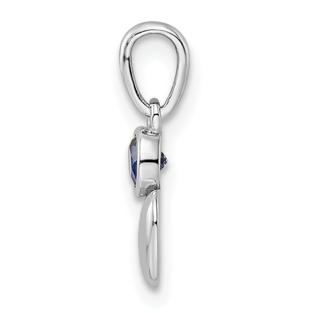 Sterling Silver Rhodium-plated Lab Created Sapphire Heart Pendant Secondary image
