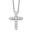 SSRhodium-Rhodium-Plated CZ April Birthstone Cross 16in With 2 Inch Extention Necklace