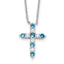 SSRhodium-Rhodium-Plated Blue CZ December Birthstone Cross With 2 Inch Extention Necklace