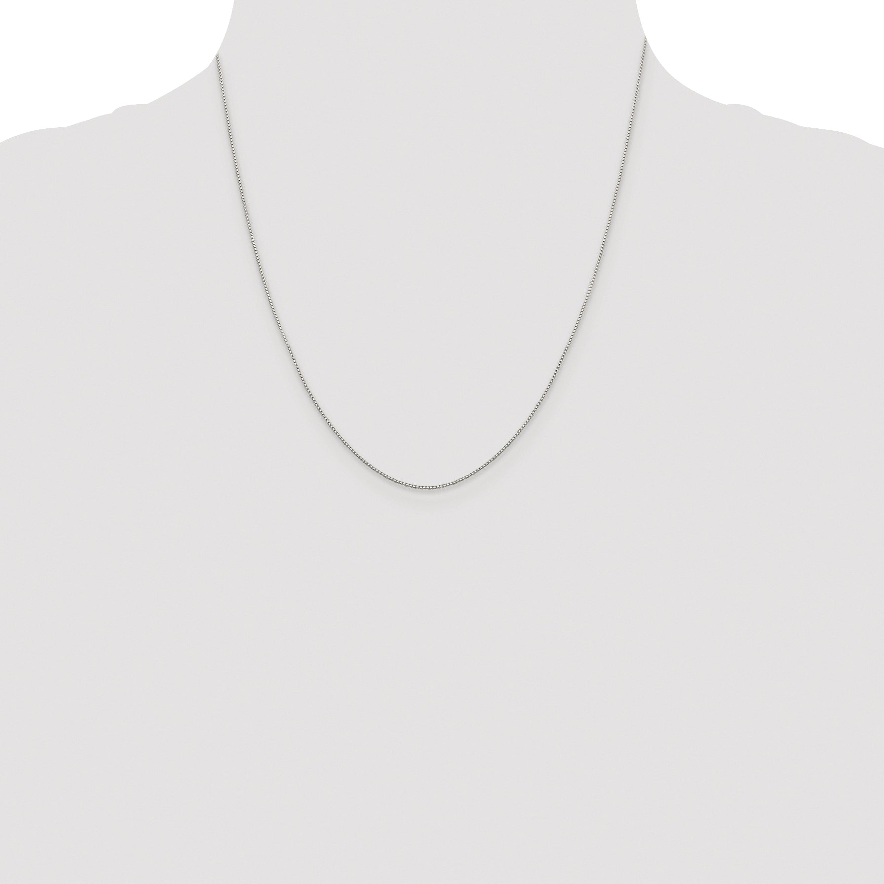 Sterling Silver Rhodium-plated .8mm 8 Sided Diamond-cut Box Chain