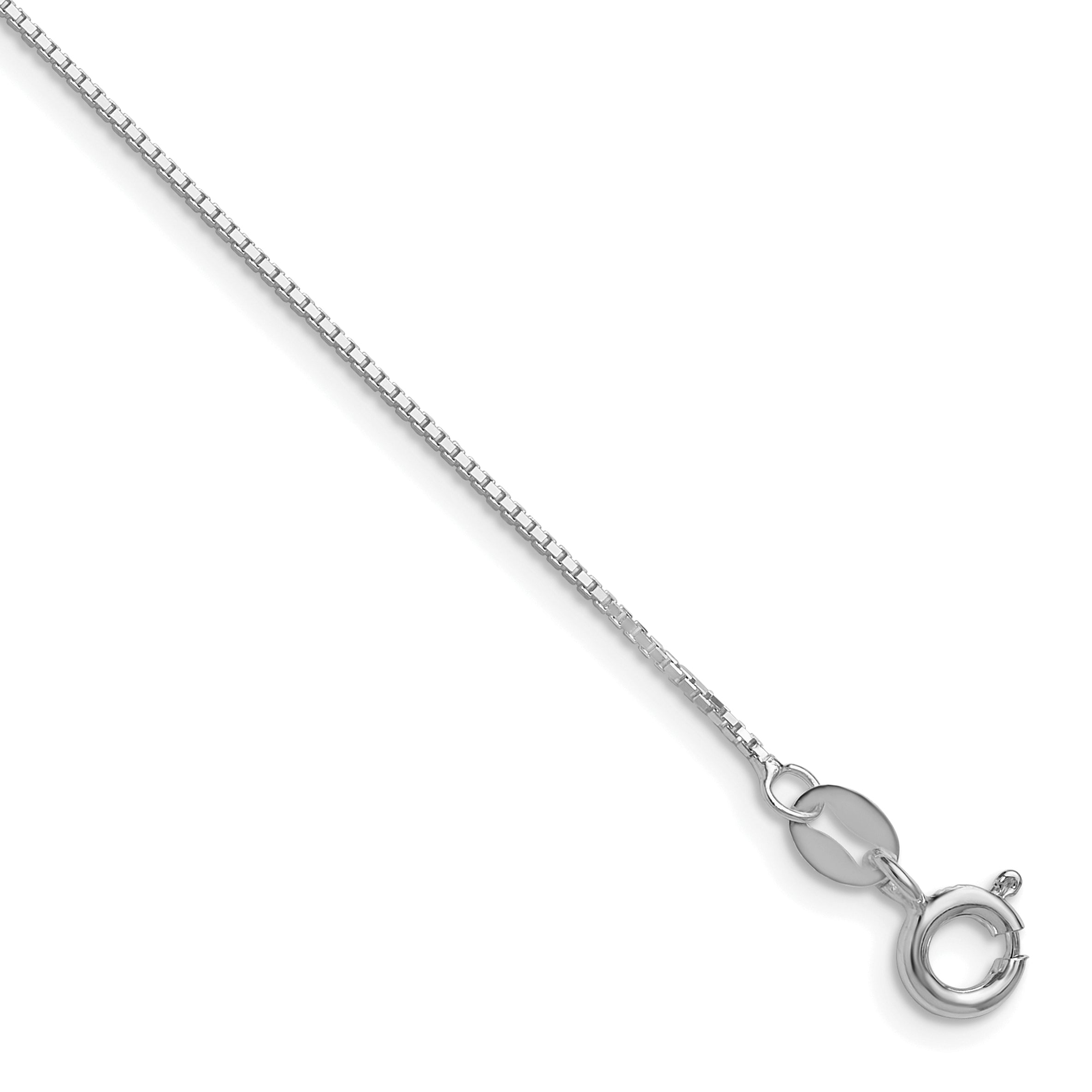 Sterling Silver Rhodium-Plated Box Chain Necklace 0.8mm