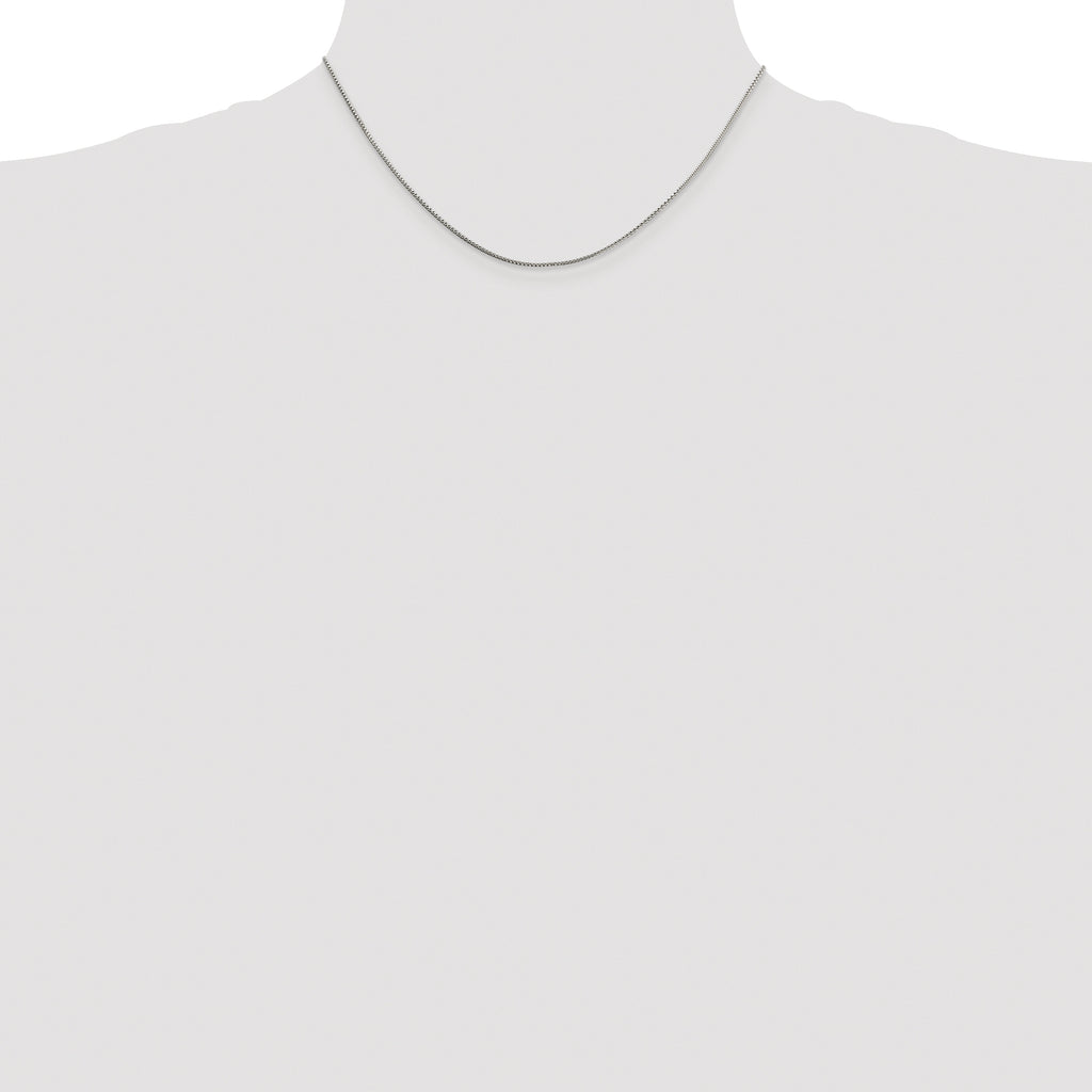 Sterling Silver Rhodium-plated 1mm 8 Sided Diamond-cut Box Chain