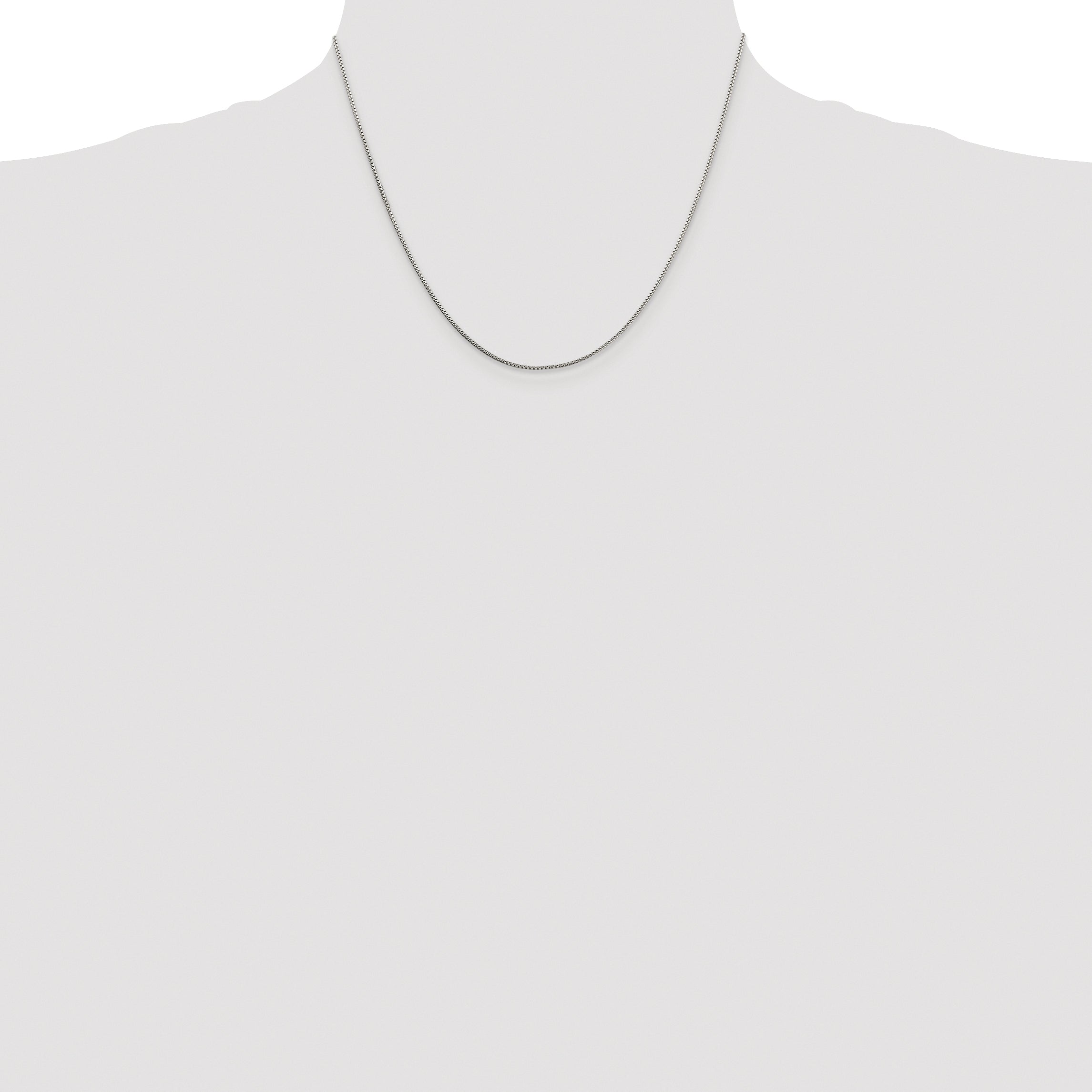 Sterling Silver Rhodium-plated 1mm 8 Sided Diamond-cut Box Chain
