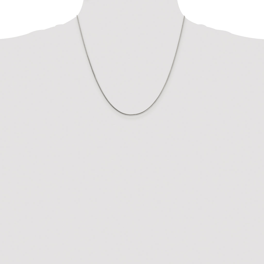 Sterling Silver Rhodium-plated 1mm 8 Sided Diamond-cut Box Chain