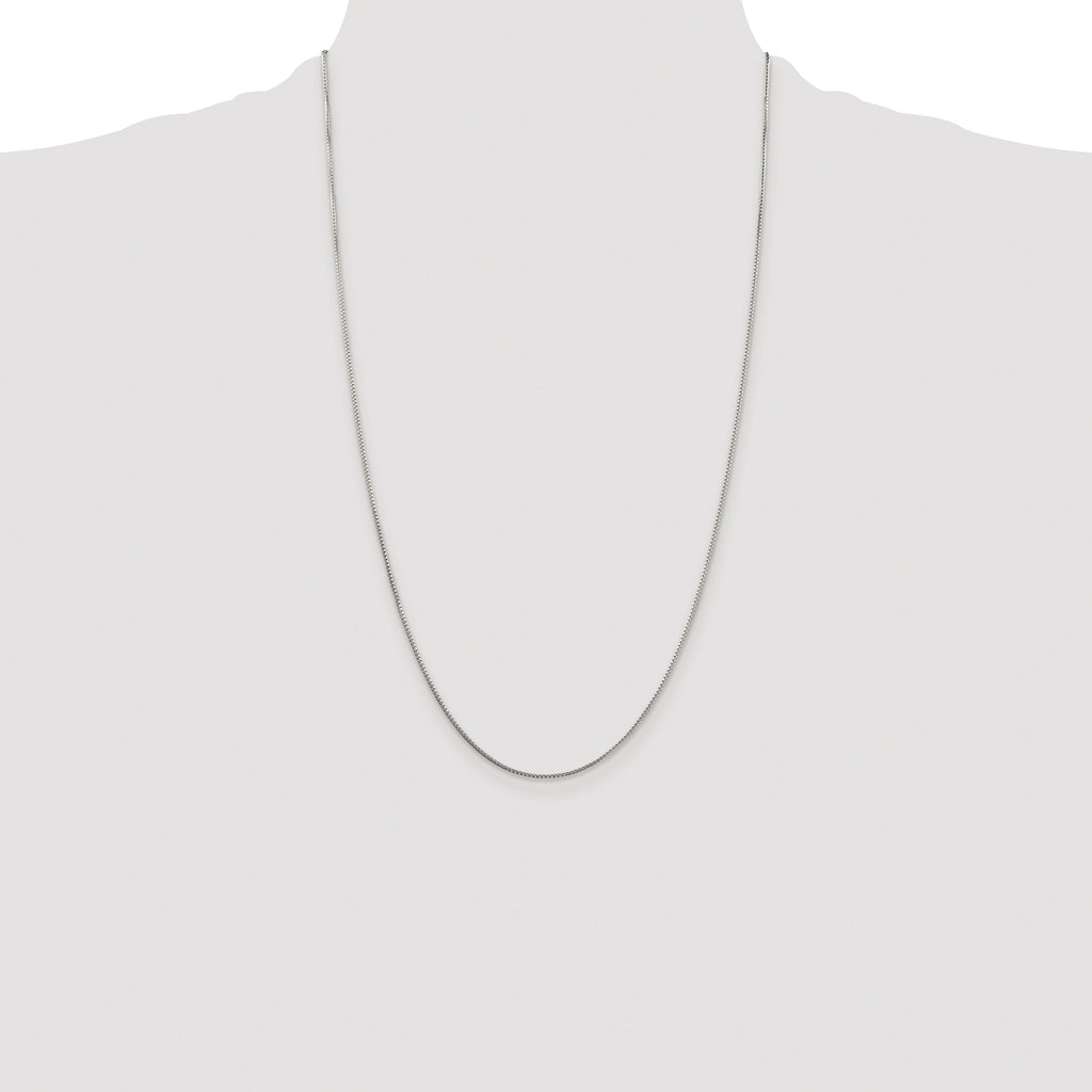 Sterling Silver Rhodium-plated 1mm 8 Sided Diamond-cut Box Chain