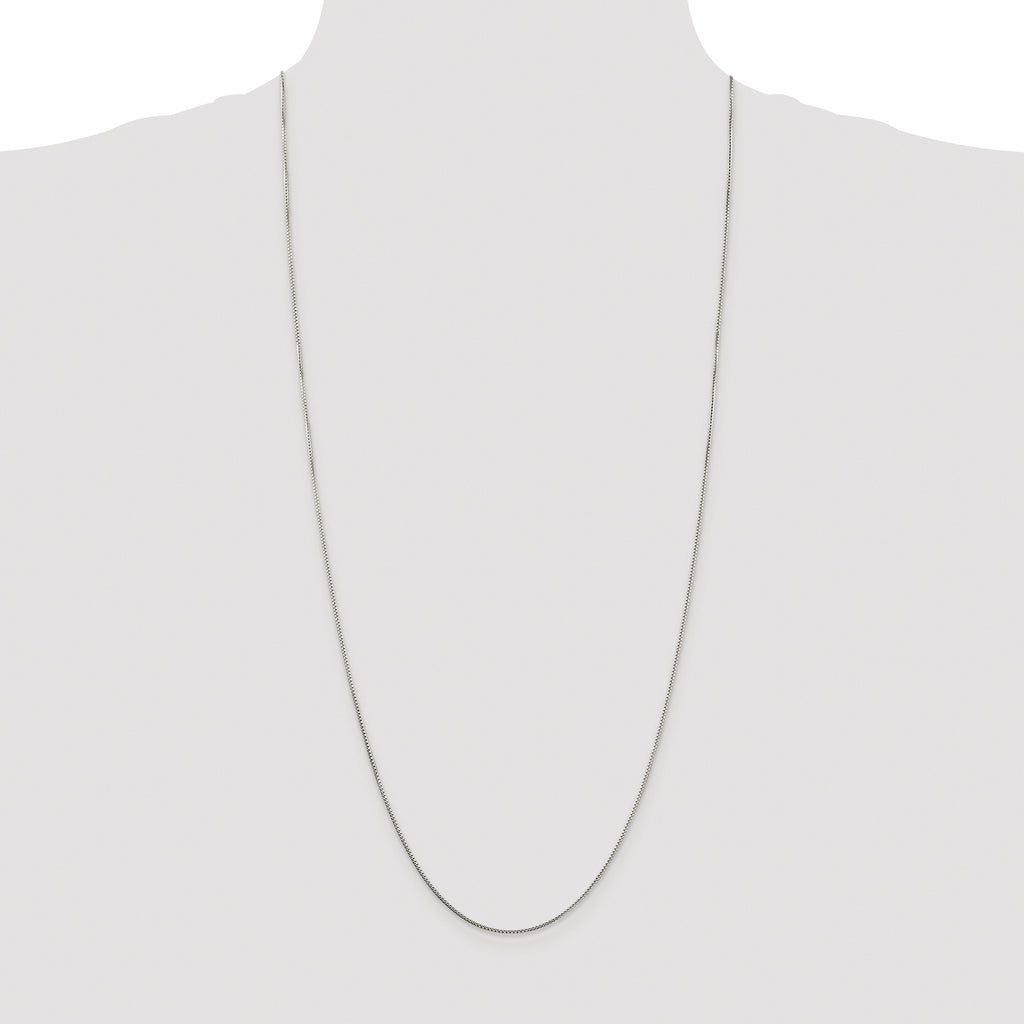 Sterling Silver Rhodium-plated 1mm 8 Sided Diamond-cut Box Chain