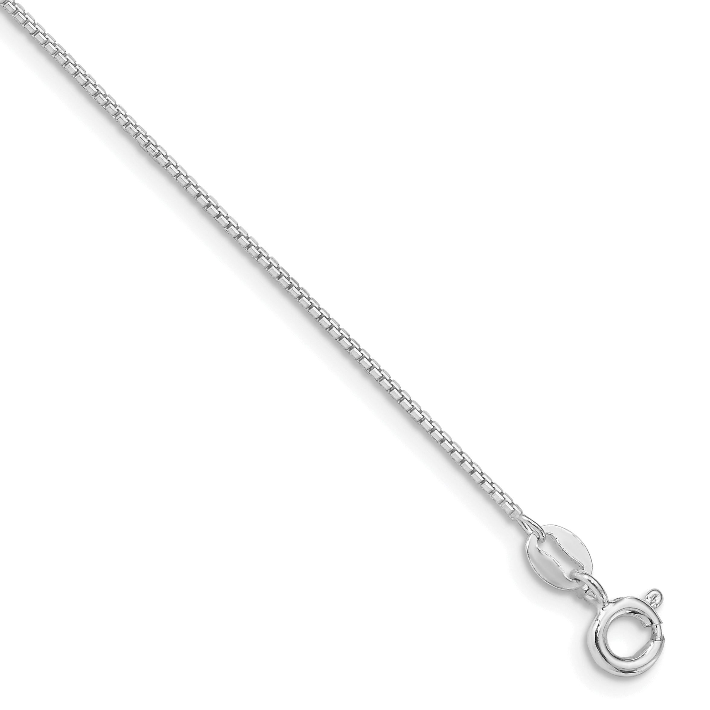 Sterling Silver Rhodium-plated 1mm 8 Sided Diamond-cut Box Chain Main image