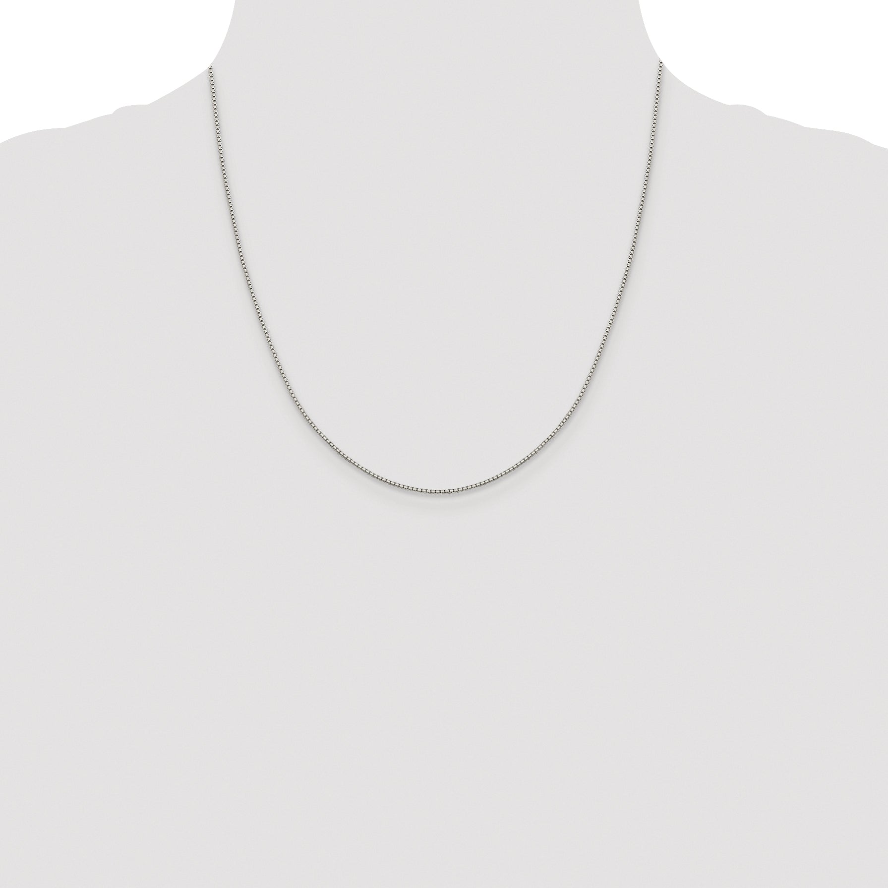 Sterling Silver Rhodium-plated 1.15mm 8 Sided Diamond-cut Box Chain