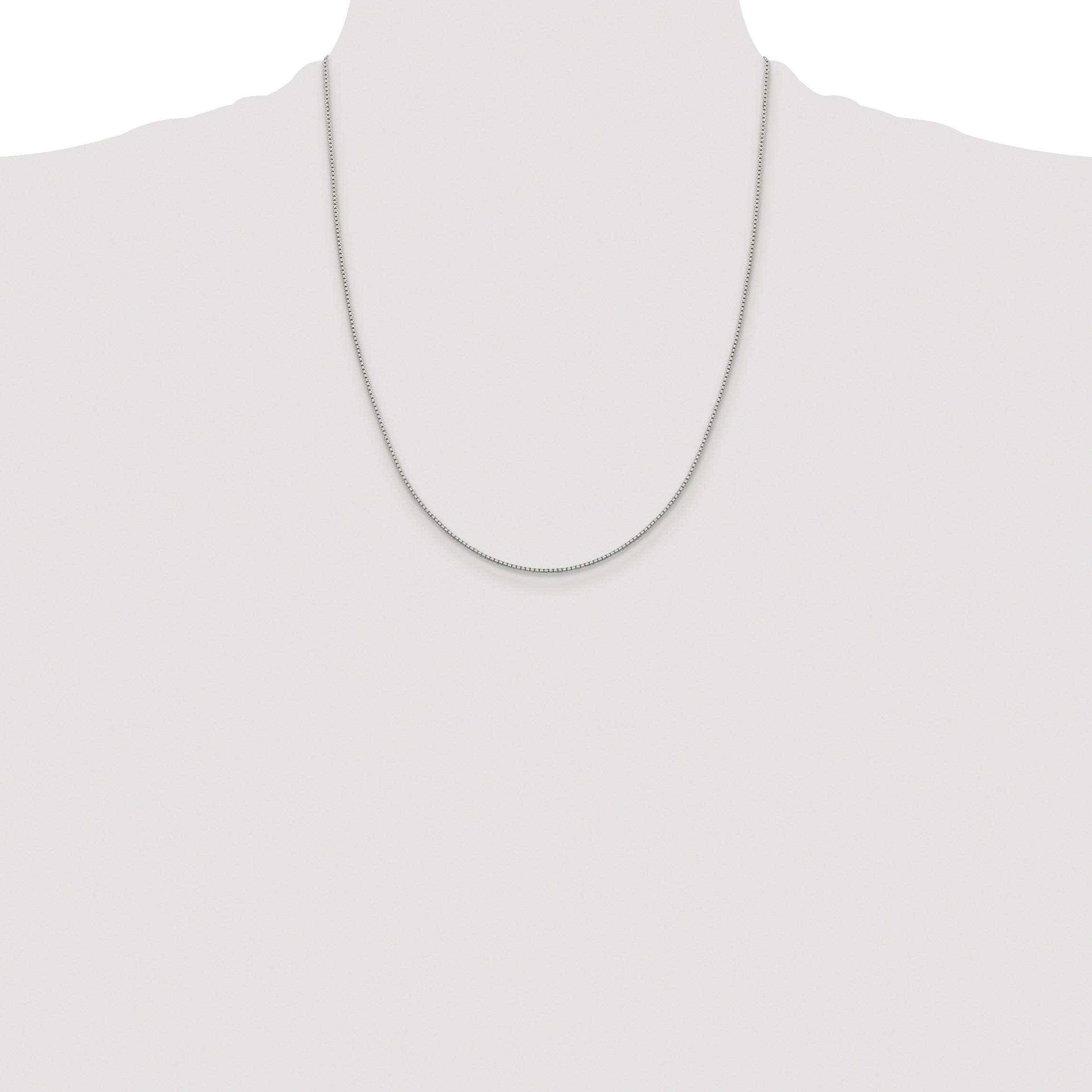 Sterling Silver Rhodium-plated 1.15mm 8 Sided Diamond-cut Box Chain