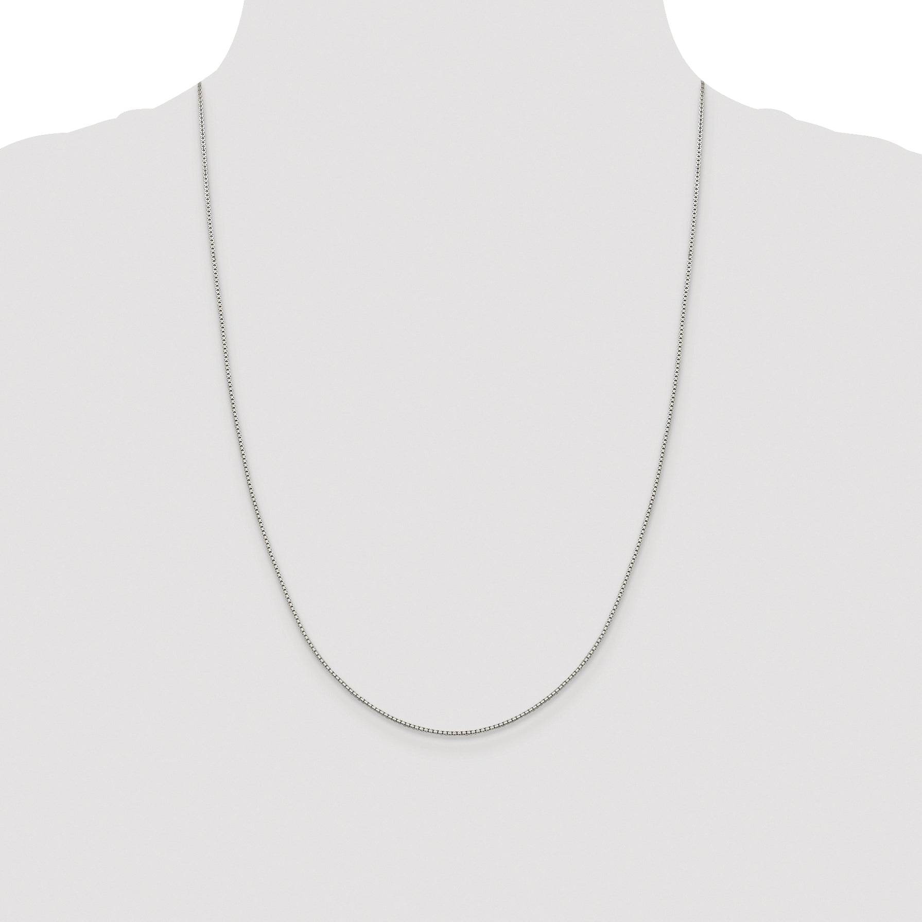 Sterling Silver Rhodium-plated 1.15mm 8 Sided Diamond-cut Box Chain