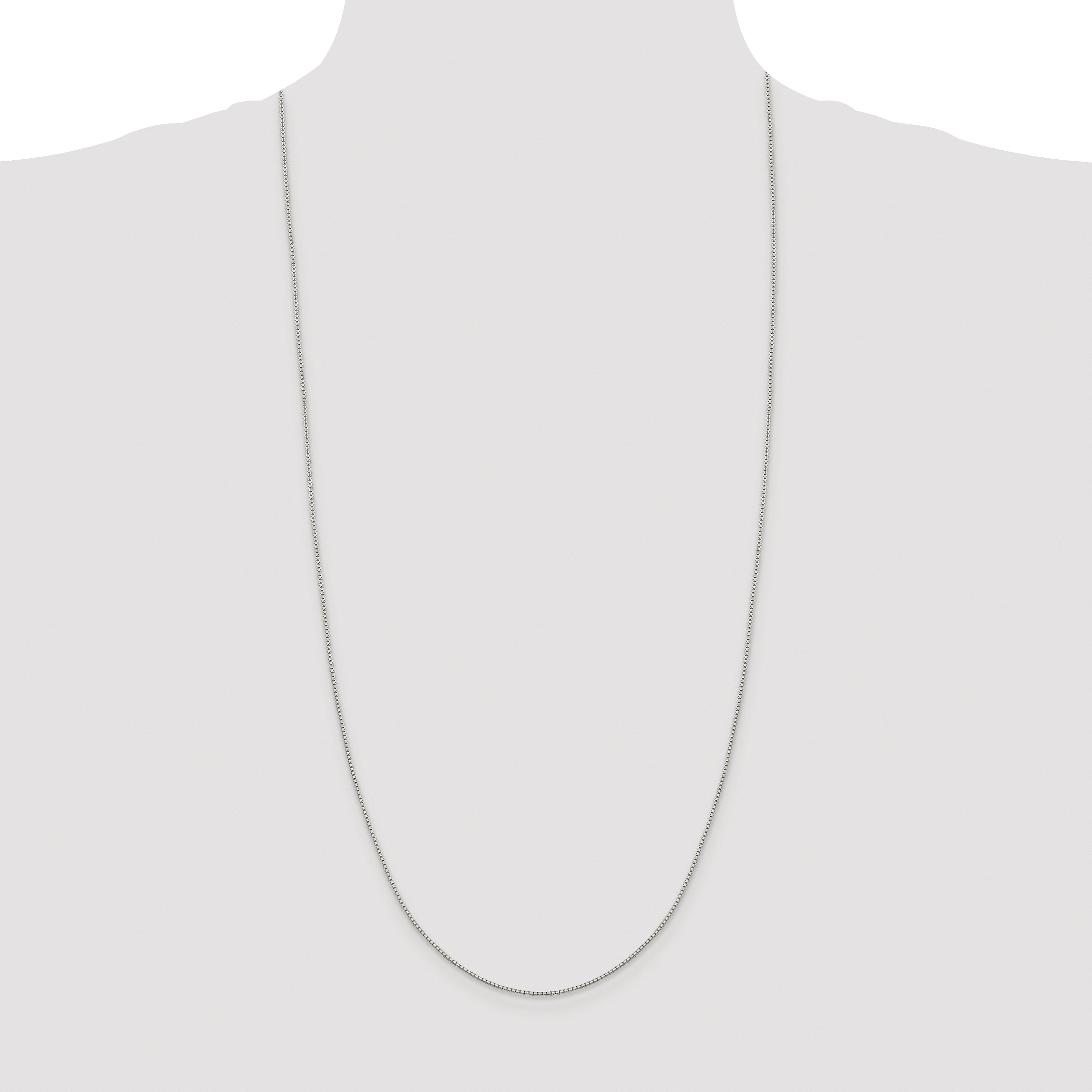 Sterling Silver Rhodium-plated 1.15mm 8 Sided Diamond-cut Box Chain