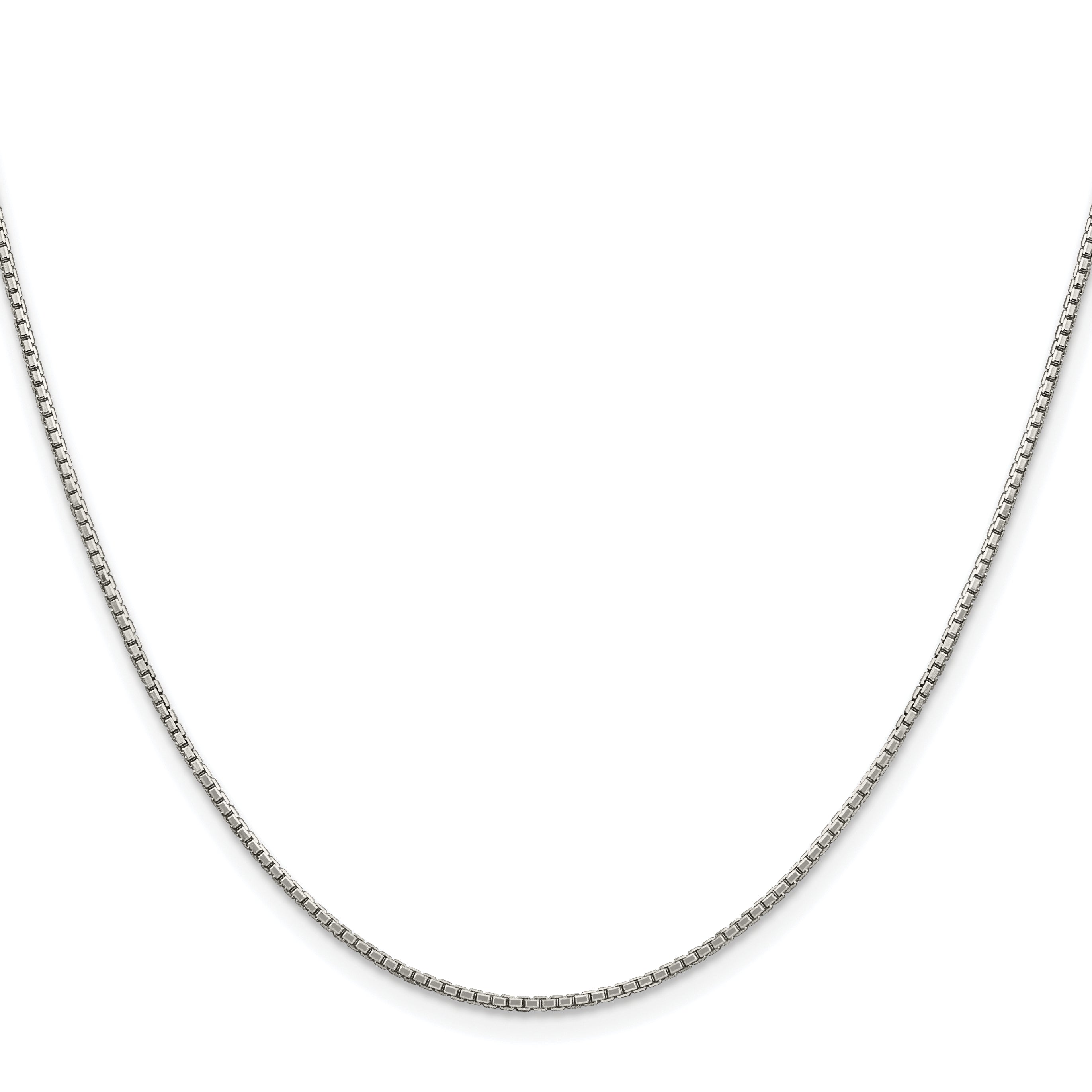 Sterling Silver Rhodium-plated 1.35mm 8 Sided Box Chain