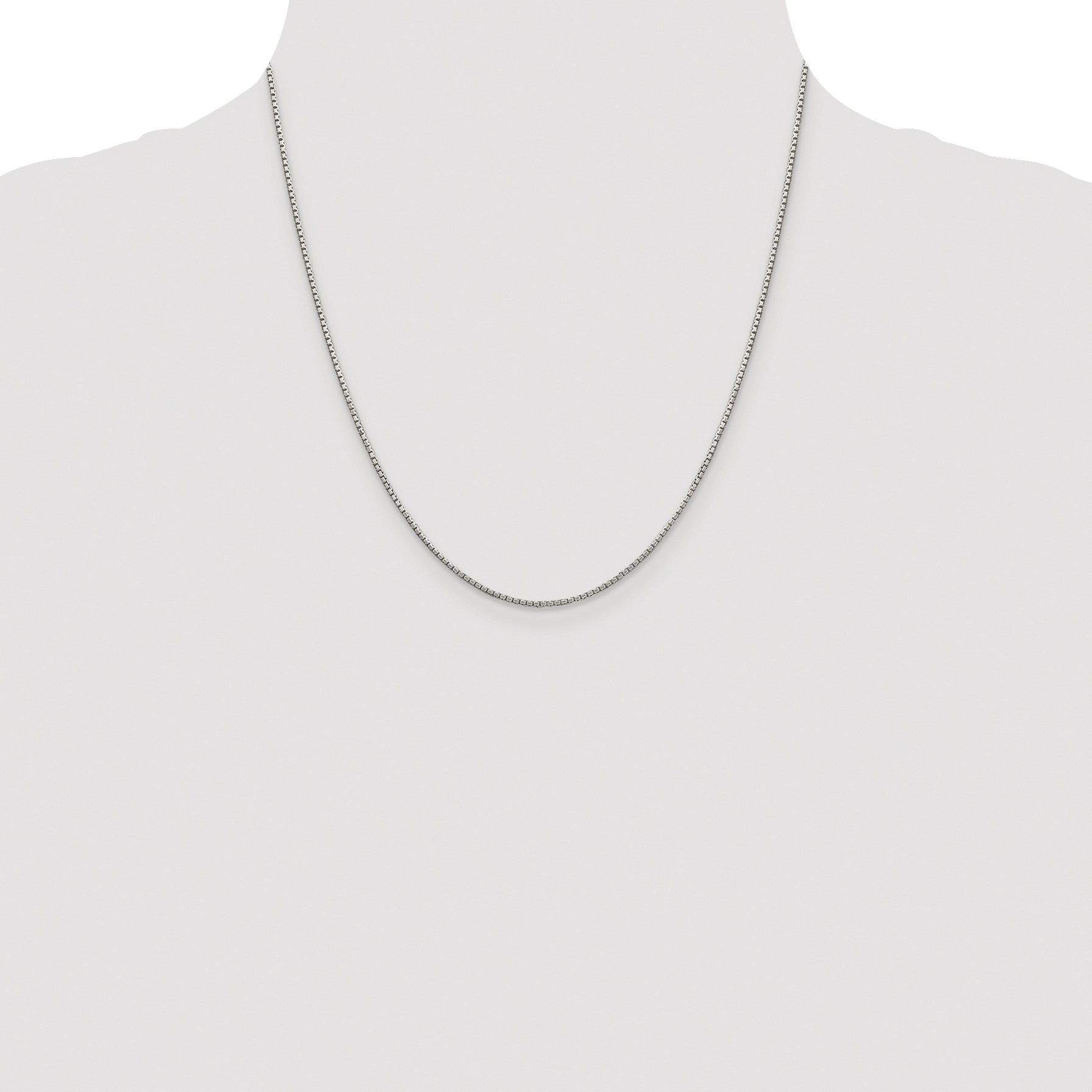 Sterling Silver Rhodium-plated 1.35mm 8 Sided Diamond-cut Box Chain