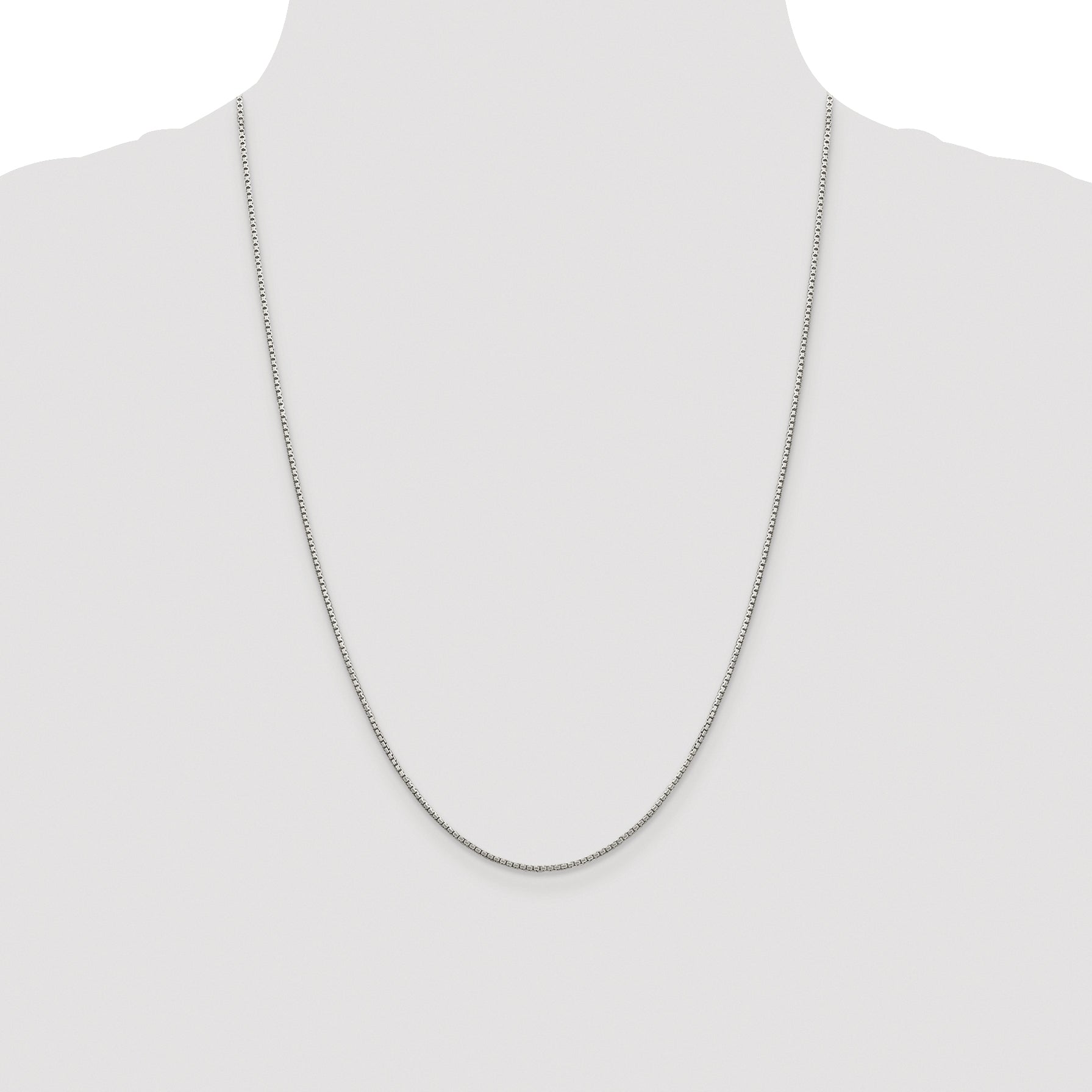 Sterling Silver Rhodium-plated 1.35mm 8 Sided Box Chain