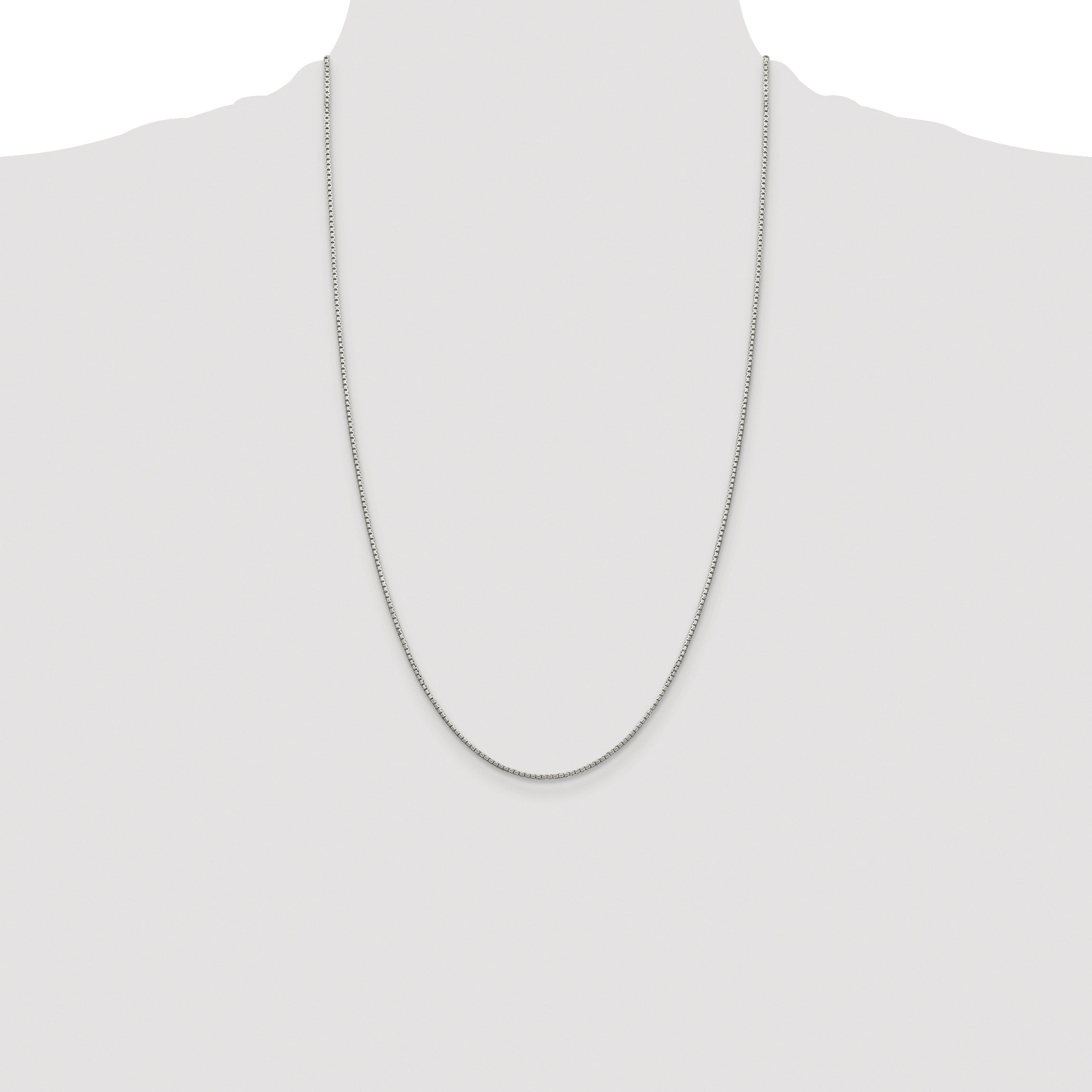 Sterling Silver Rhodium-plated 1.35mm 8 Sided Diamond-cut Box Chain