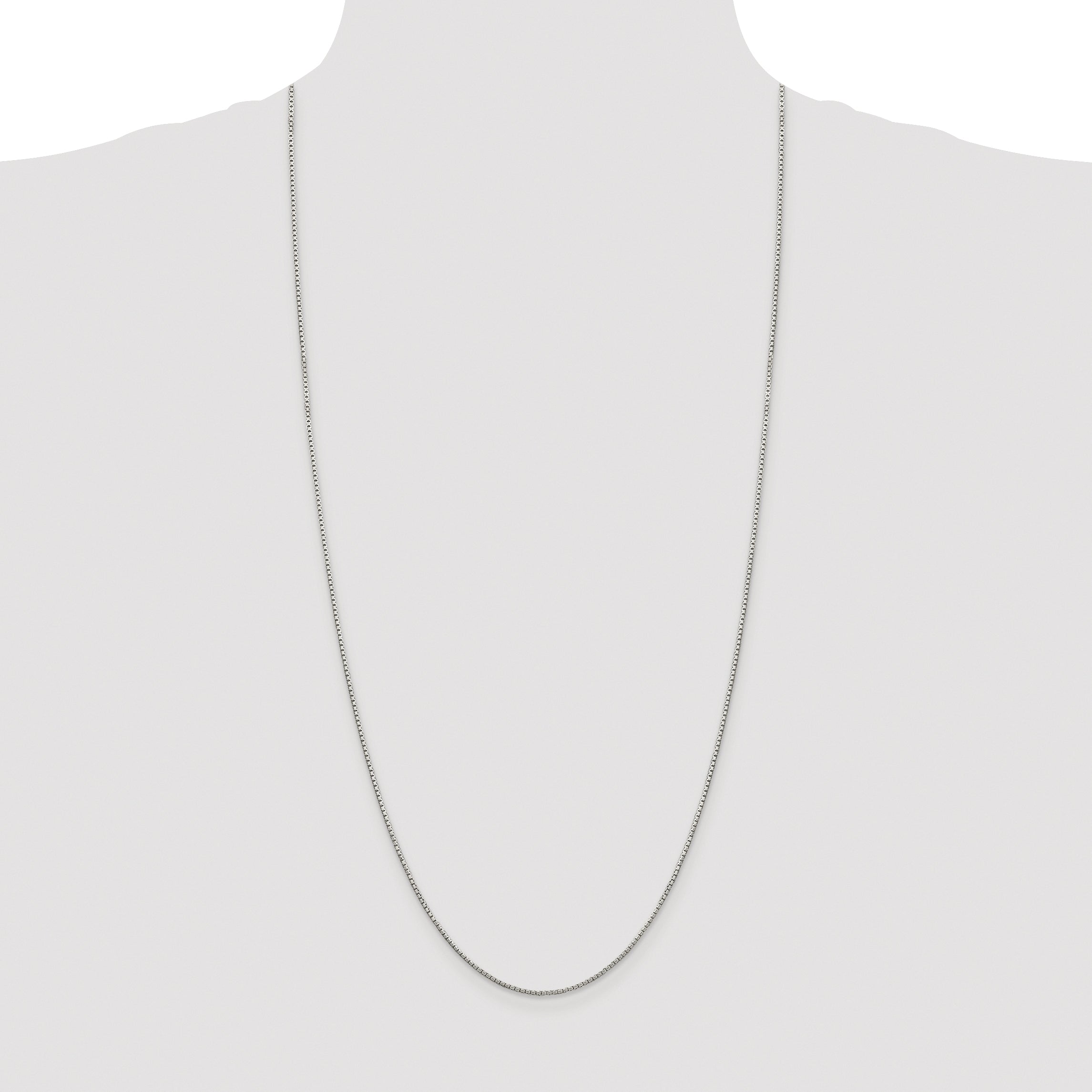 Sterling Silver Rhodium-plated 1.35mm 8 Sided Diamond-cut Box Chain
