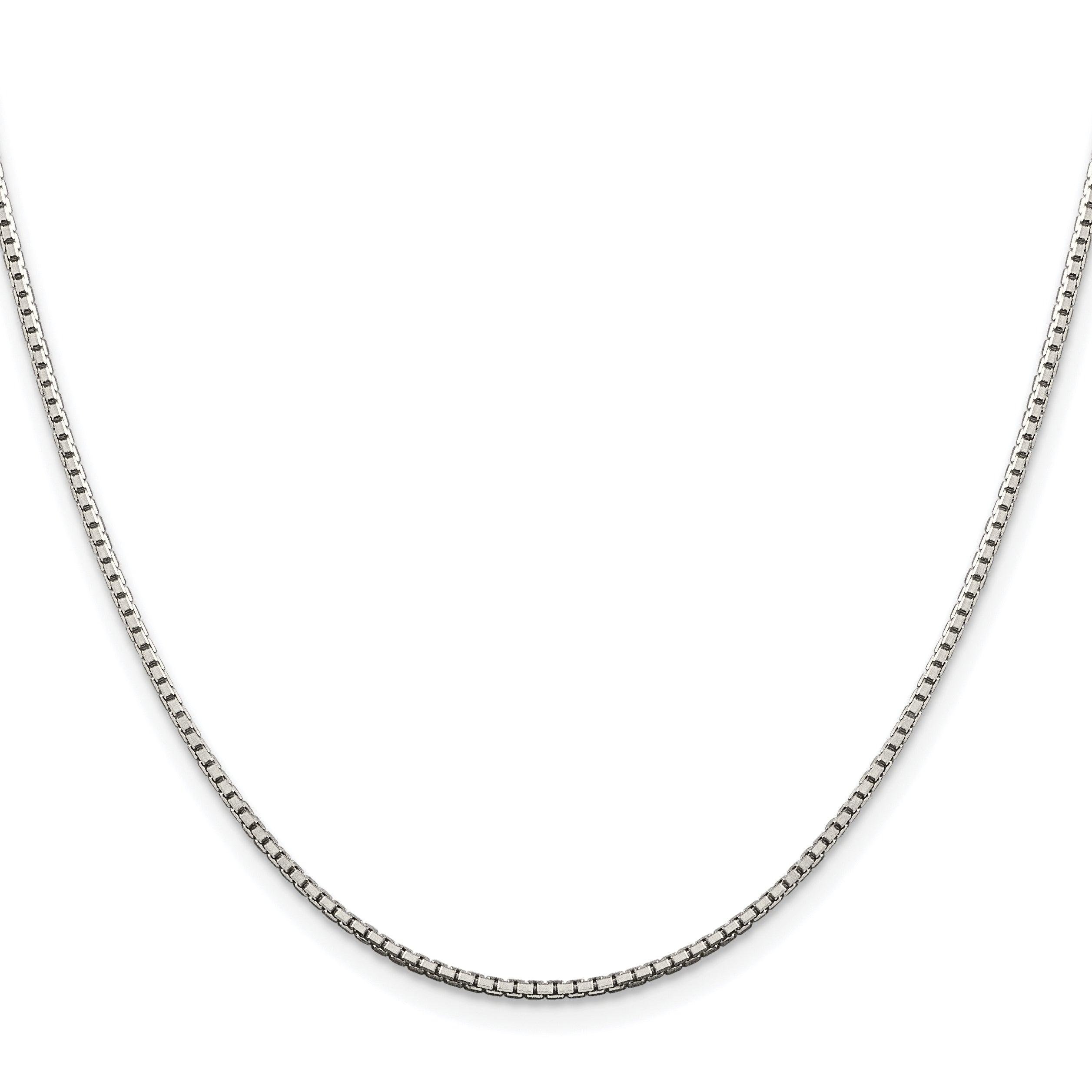 Sterling Silver Rhodium-plated 1.5mm 8 Sided Diamond-cut Box Chain