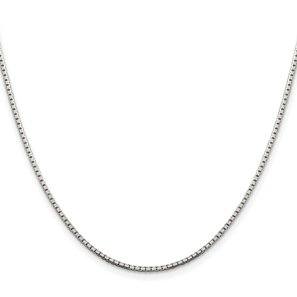 Sterling Silver Rhodium-Plated Box Chain Necklace 1.5mm