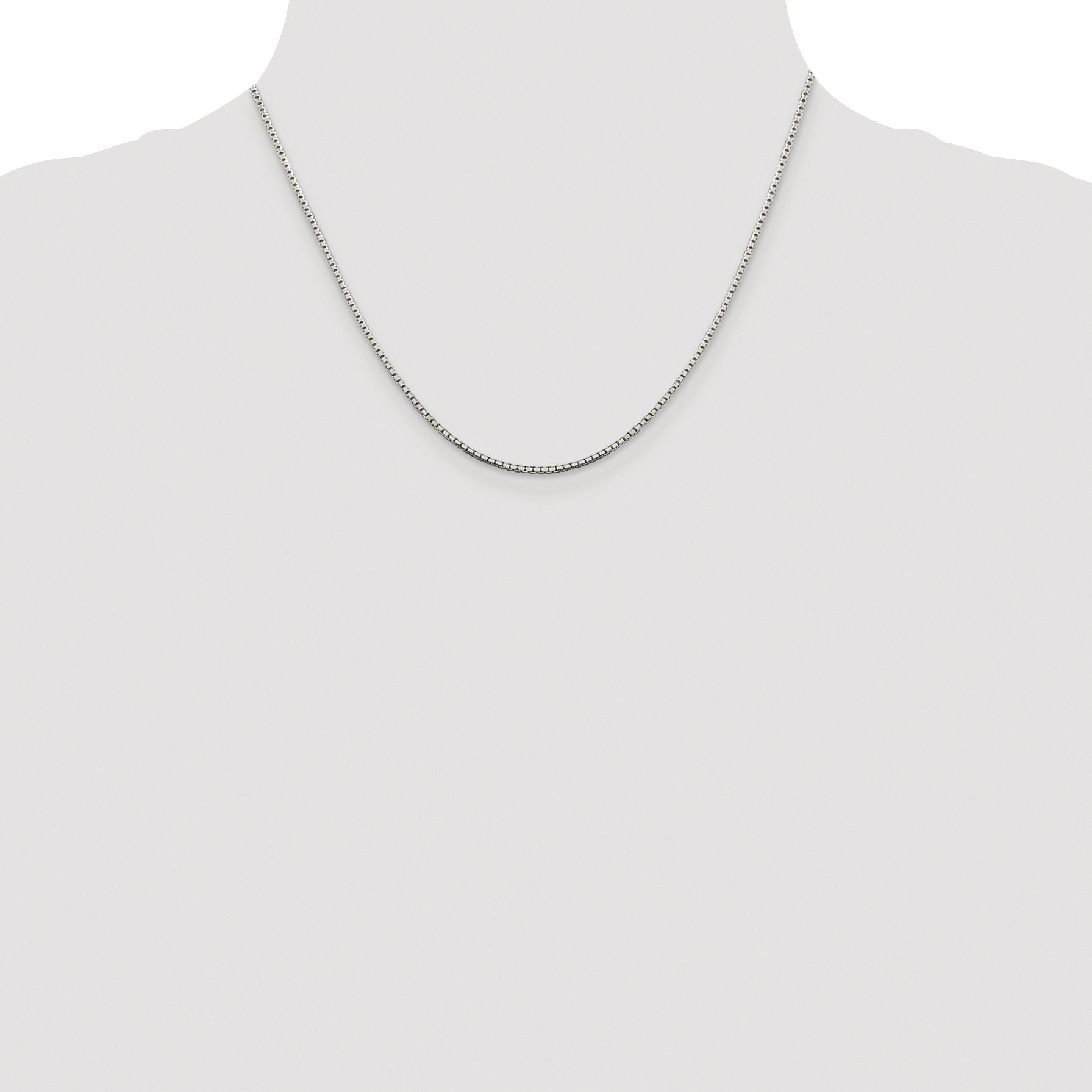 Sterling Silver Rhodium-plated 1.5mm 8 Sided Diamond-cut Box Chain