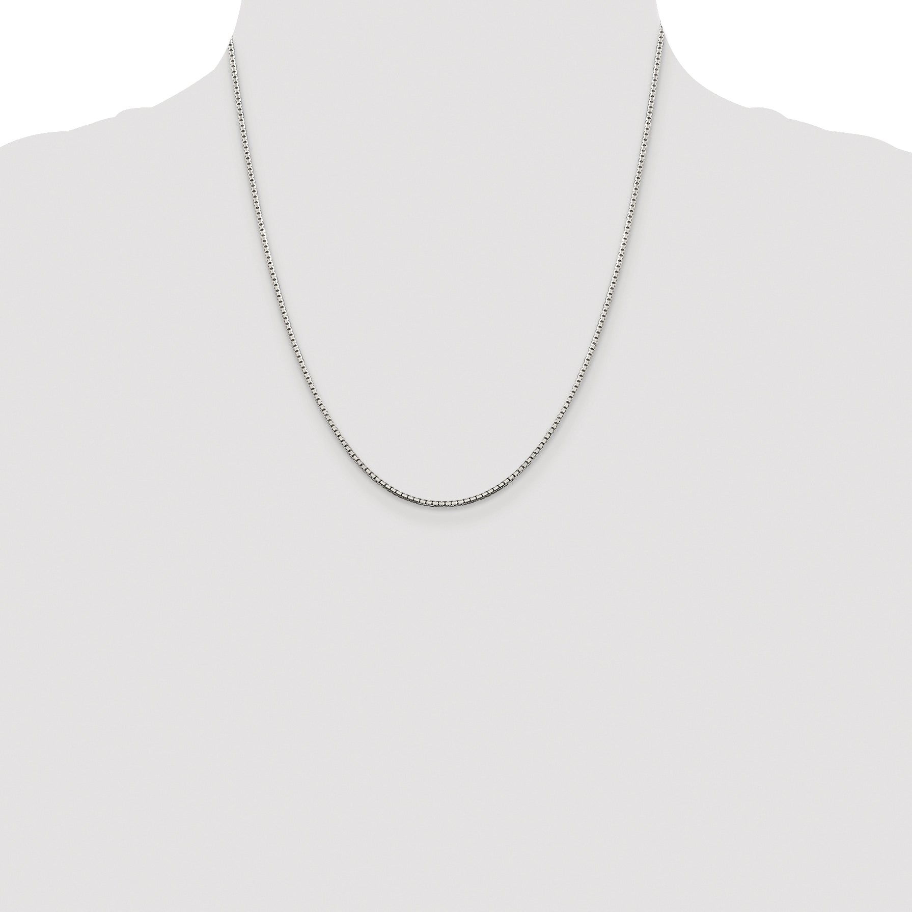 Sterling Silver Rhodium-plated 1.5mm 8 Sided Diamond-cut Box Chain