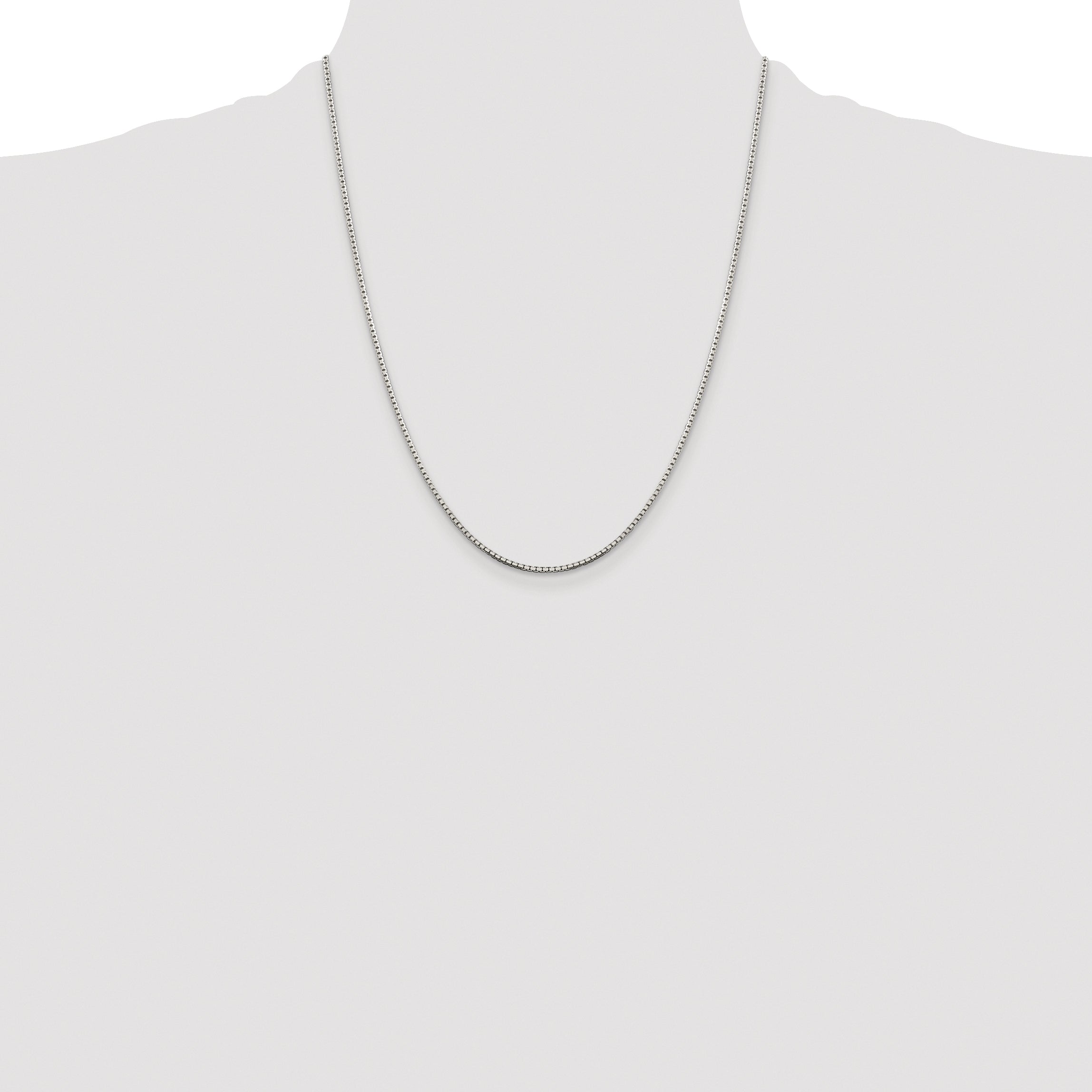 Sterling Silver Rhodium-plated 1.5mm 8 Sided Diamond-cut Box Chain