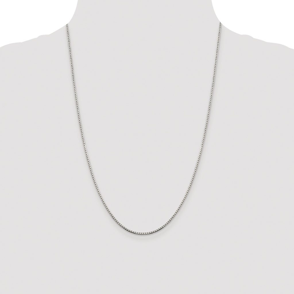 Sterling Silver Rhodium-Plated Box Chain Necklace 1.5mm