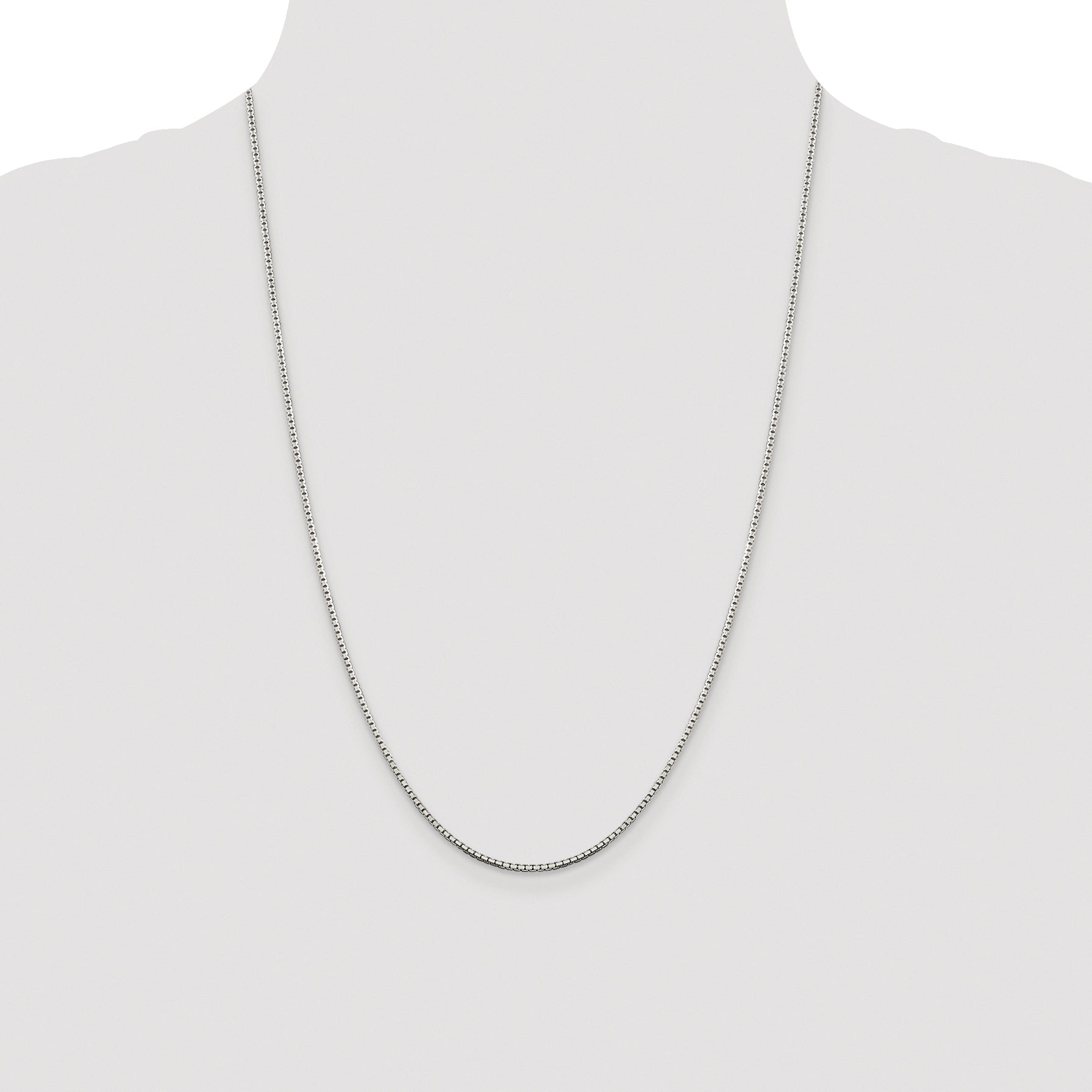 Sterling Silver Rhodium-Plated Box Chain Necklace 1.5mm
