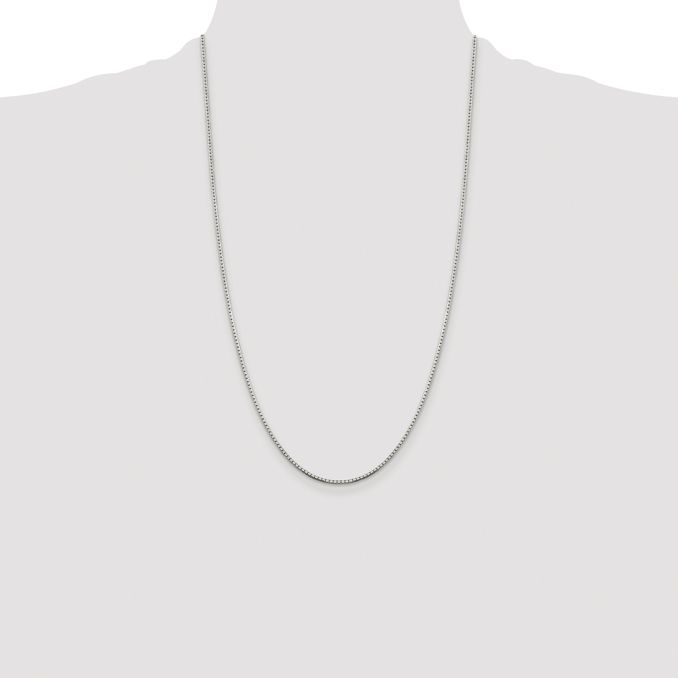 Sterling Silver Rhodium-plated 1.5mm 8 Sided Diamond-cut Box Chain