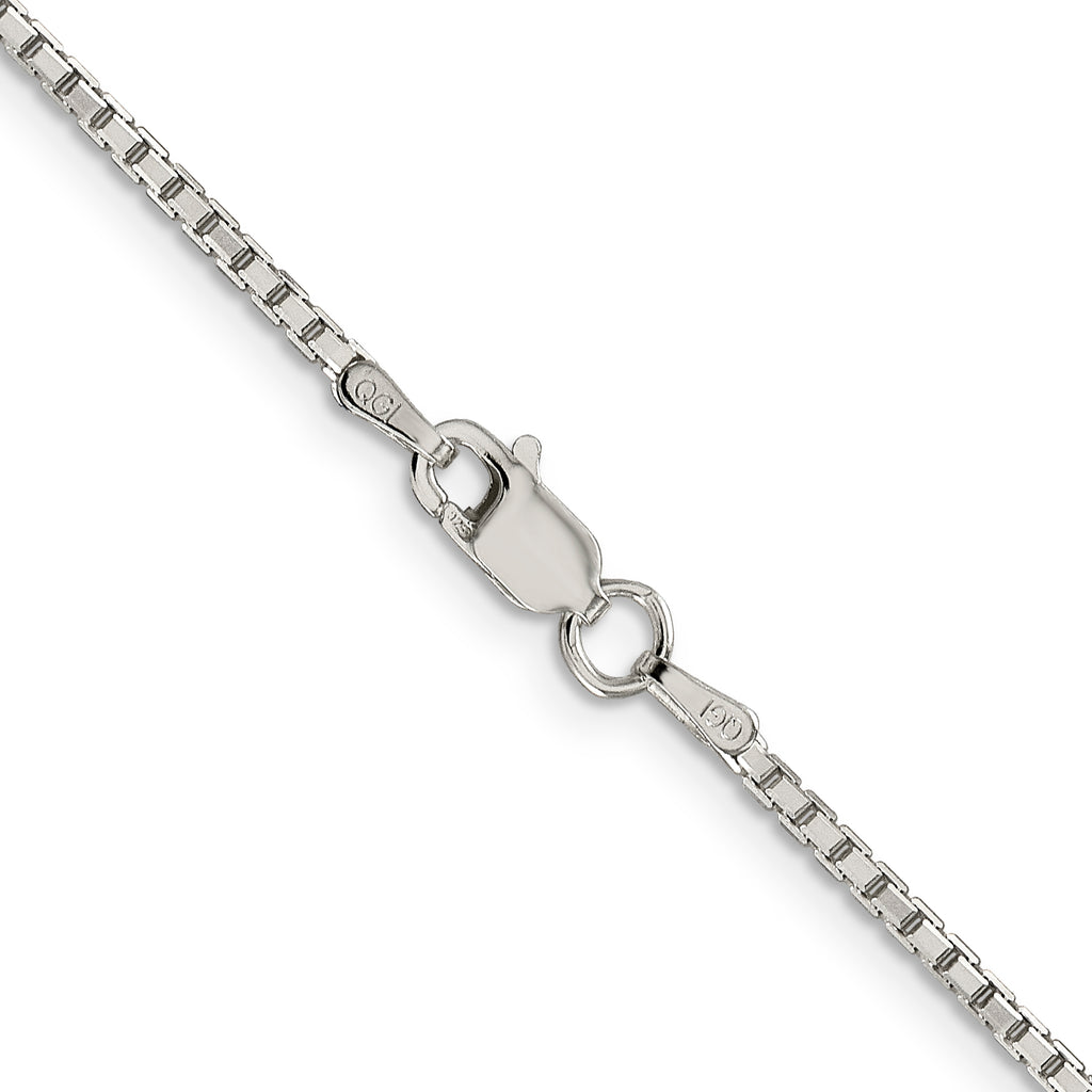 Sterling Silver Rhodium-plated 1.7mm 8 Sided D/C Mirror Box Chain