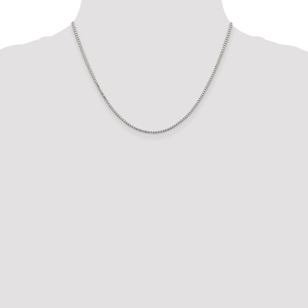 Sterling Silver Rhodium-plated 1.7mm 8 Sided D/C Mirror Box Chain