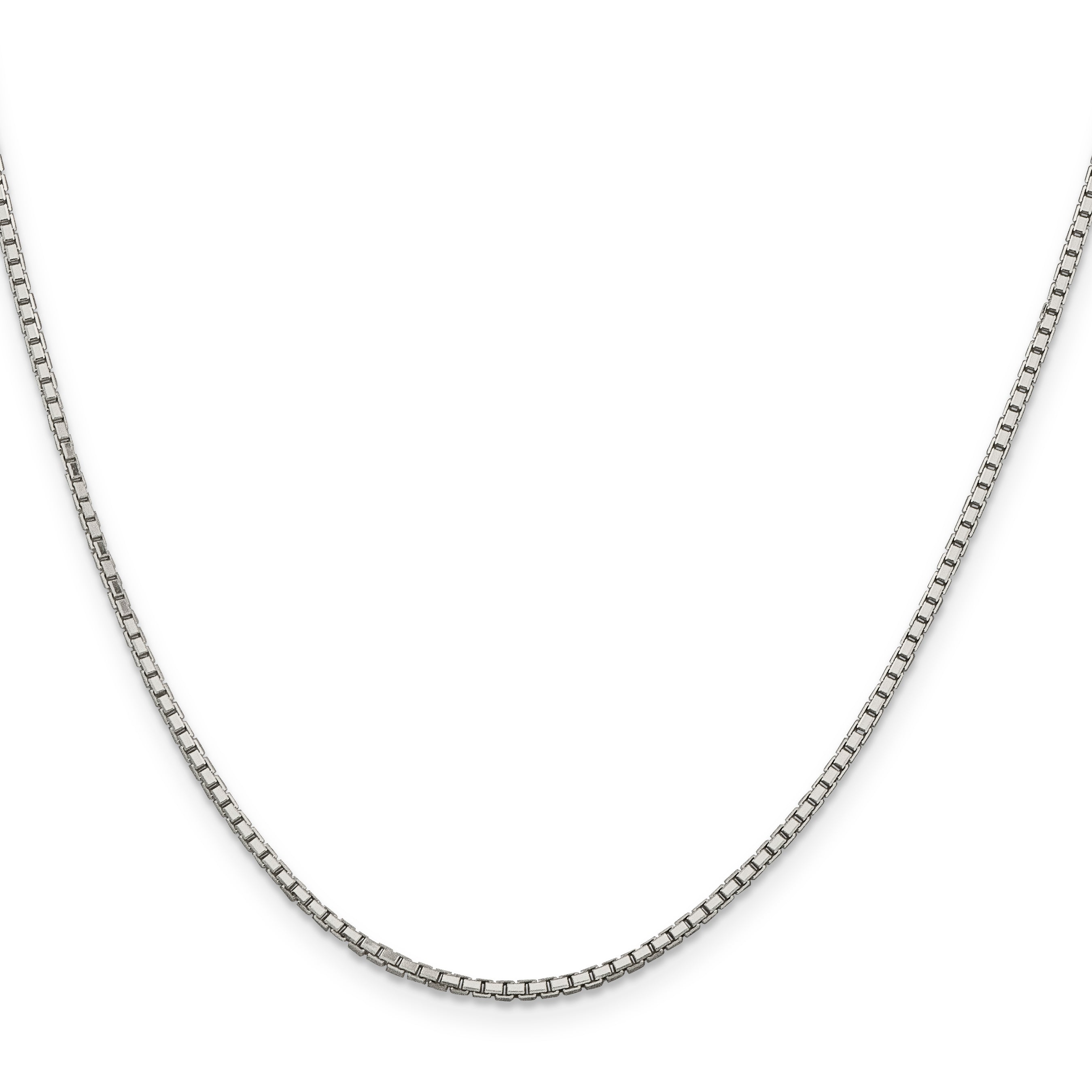 Sterling Silver Rhodium-plated 1.7mm 8 Sided D/C Mirror Box Chain With 2in ext Secondary image