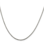 Sterling Silver Rhodium-plated 1.7mm 8 Sided D/C Mirror Box Chain With 2in ext