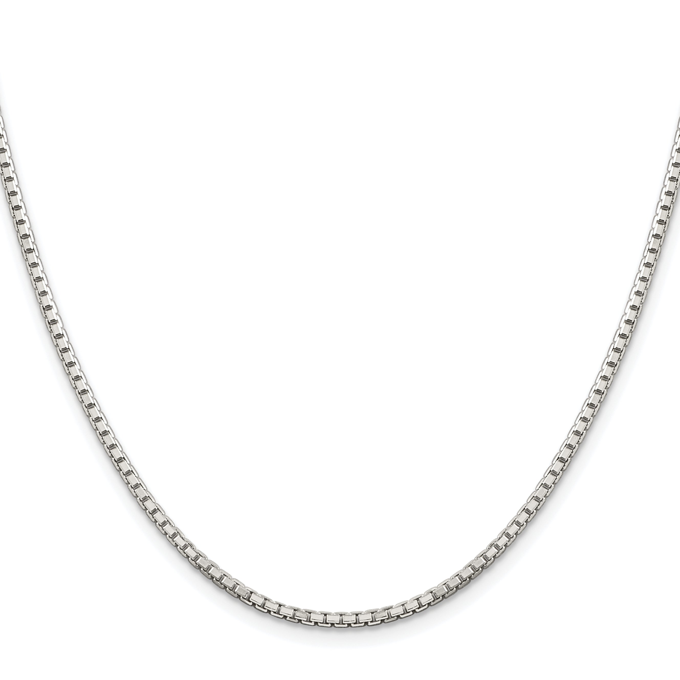 Sterling Silver Rhodium-plated 2mm 8 Sided Diamond-cut Box Chain