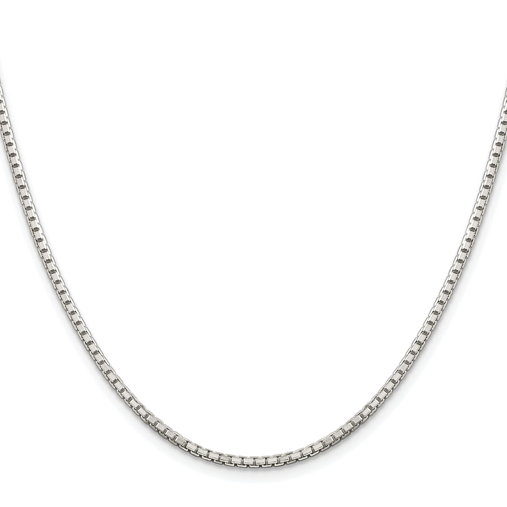 Sterling Silver Rhodium-plated 2mm 8 Sided Box Chain