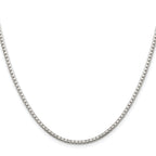 Sterling Silver Rhodium-plated 2mm 8 Sided Box Chain