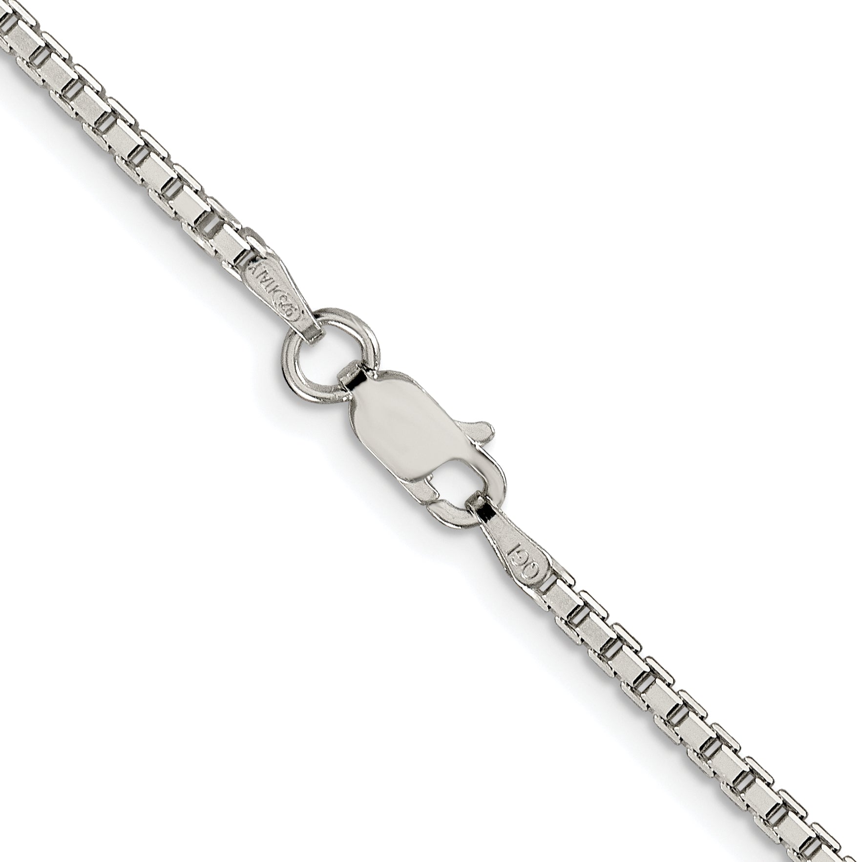 Sterling Silver Rhodium-Plated Box Chain Necklace 2mm