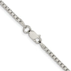 Sterling Silver Rhodium-plated 2mm 8 Sided Box Chain