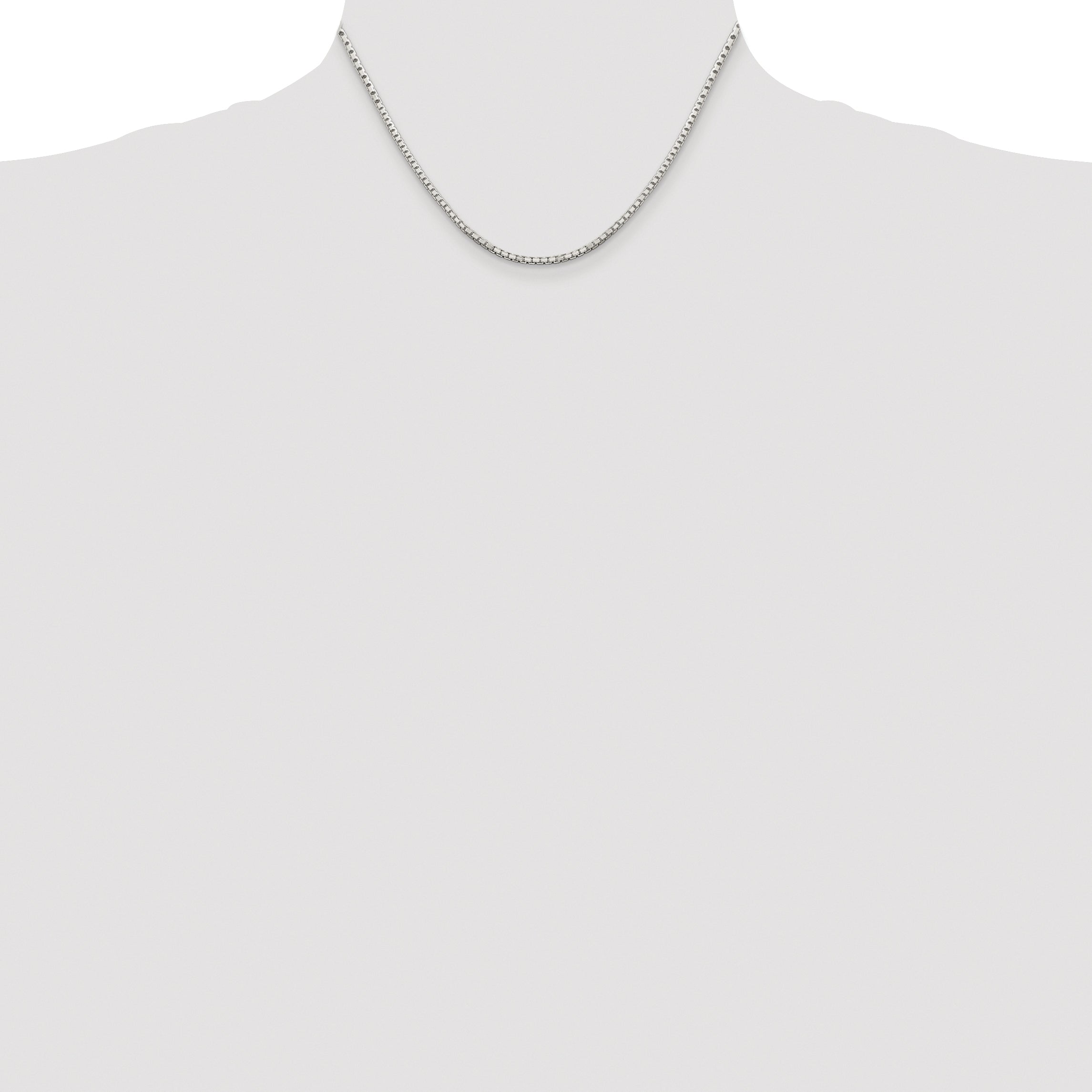 Sterling Silver Rhodium-plated 2mm 8 Sided Diamond-cut Box Chain