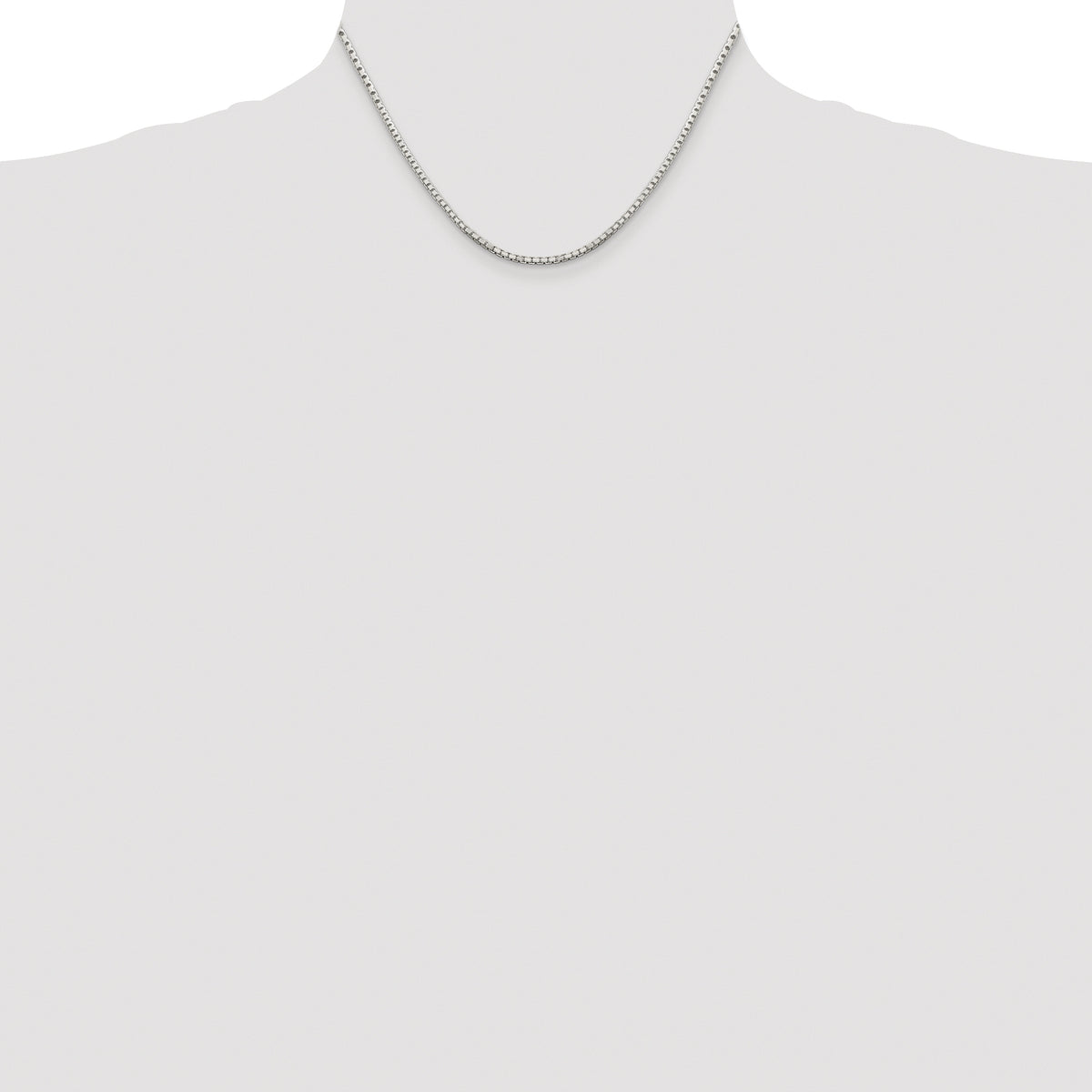 Sterling Silver Rhodium-plated 2mm 8 Sided Box Chain