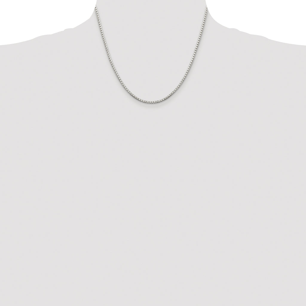 Sterling Silver Rhodium-Plated Box Chain Necklace 2mm