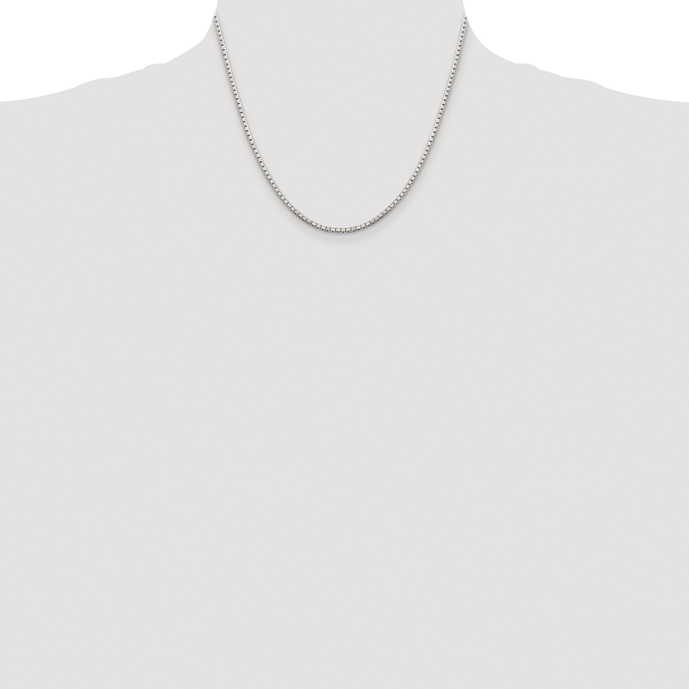Sterling Silver Rhodium-Plated Box Chain Necklace 2mm