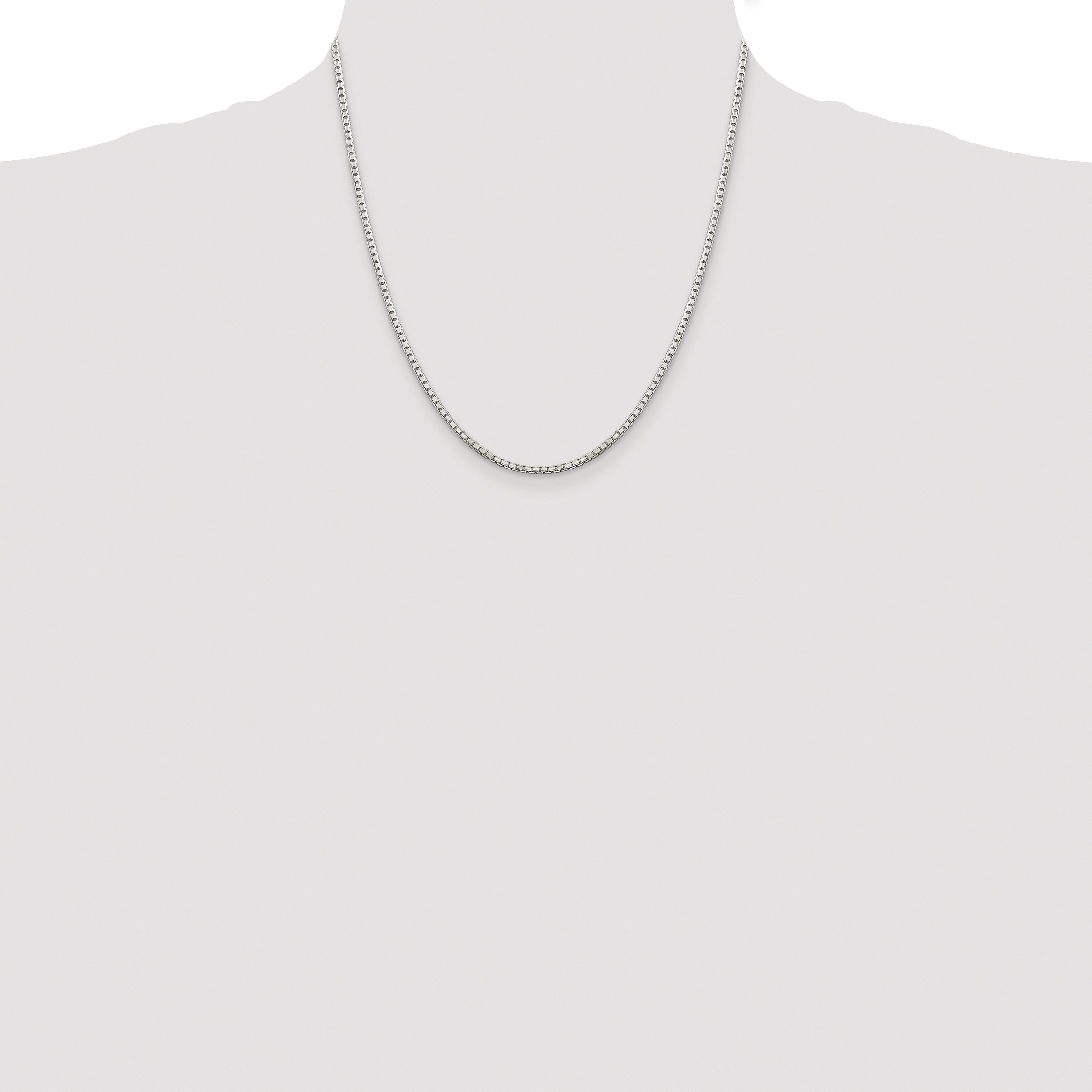 Sterling Silver Rhodium-plated 2mm 8 Sided Diamond-cut Box Chain
