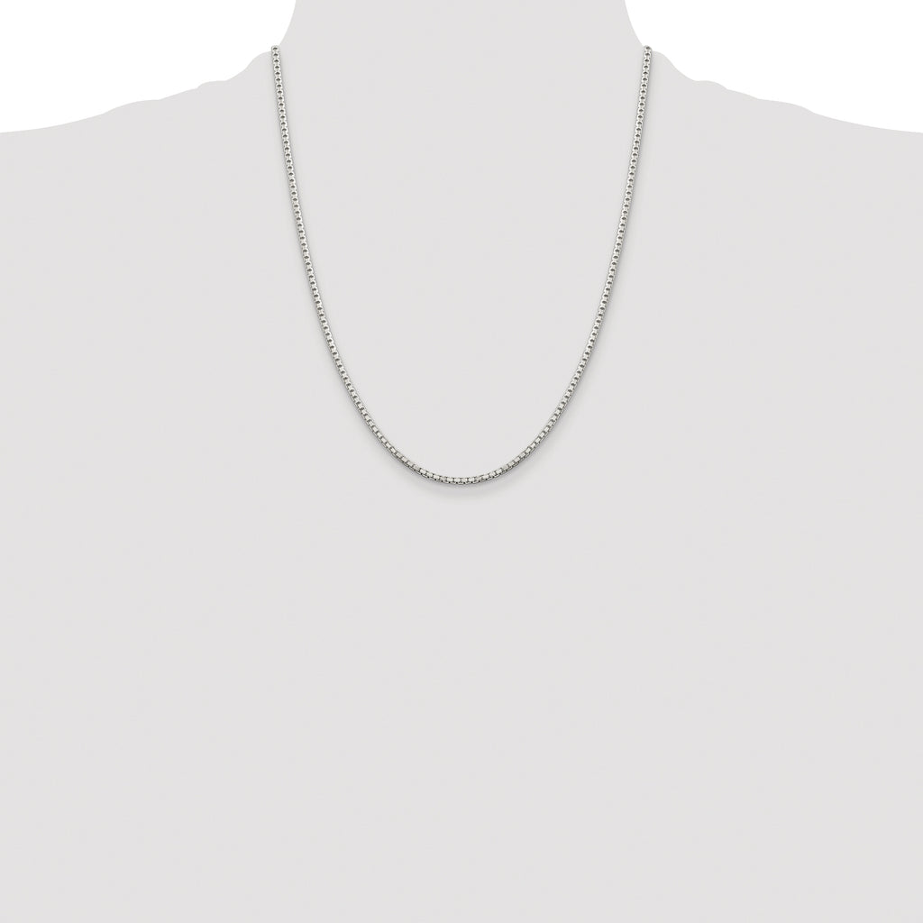 Sterling Silver Rhodium-plated 2mm 8 Sided Box Chain