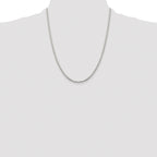 Sterling Silver Rhodium-plated 2mm 8 Sided Box Chain