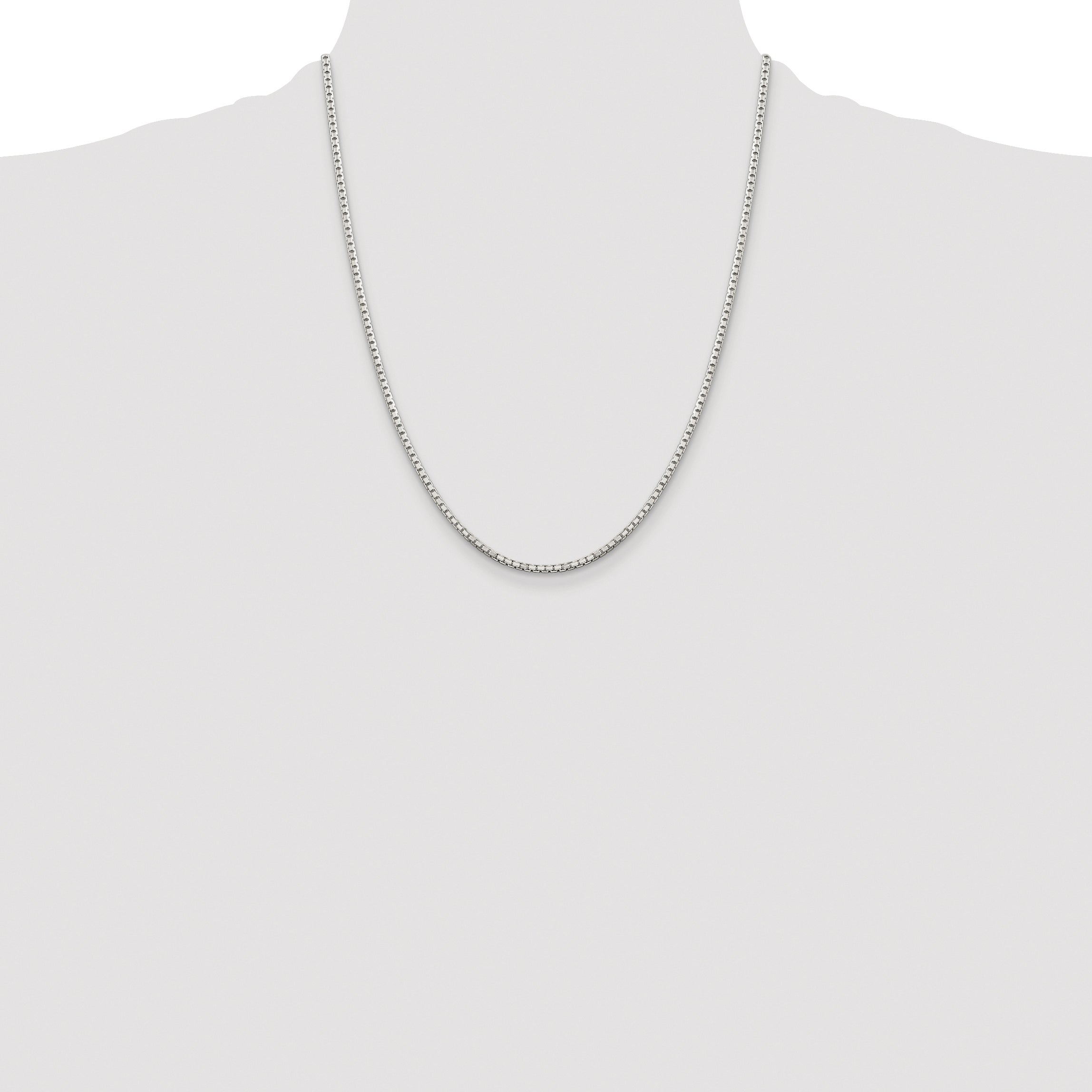Sterling Silver Rhodium-plated 2mm 8 Sided Box Chain