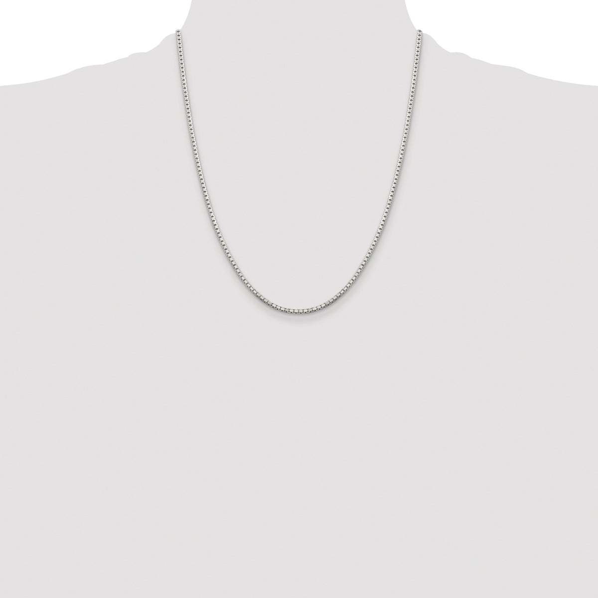 Sterling Silver Rhodium-plated 2mm 8 Sided Box Chain