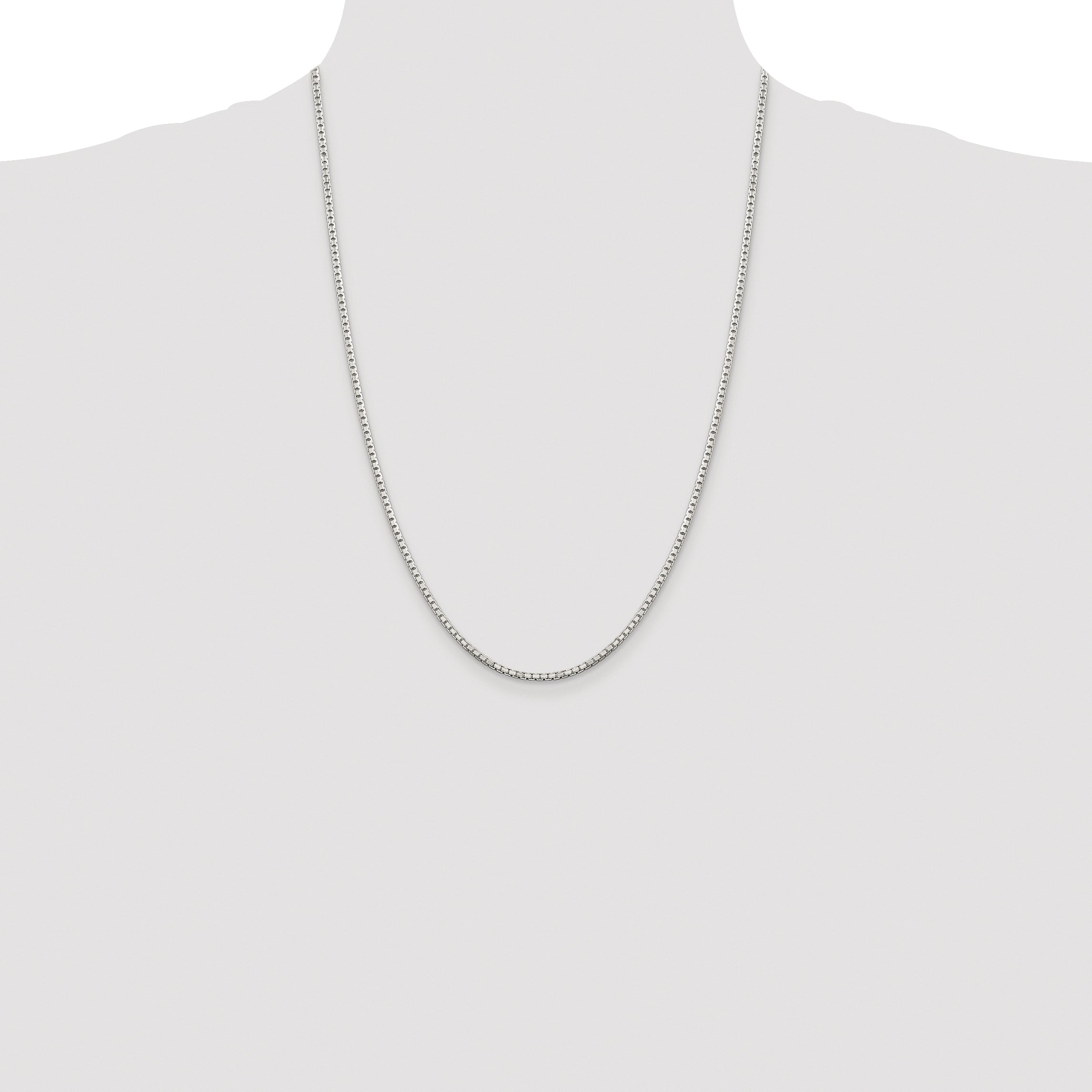 Sterling Silver Rhodium-plated 2mm 8 Sided Diamond-cut Box Chain