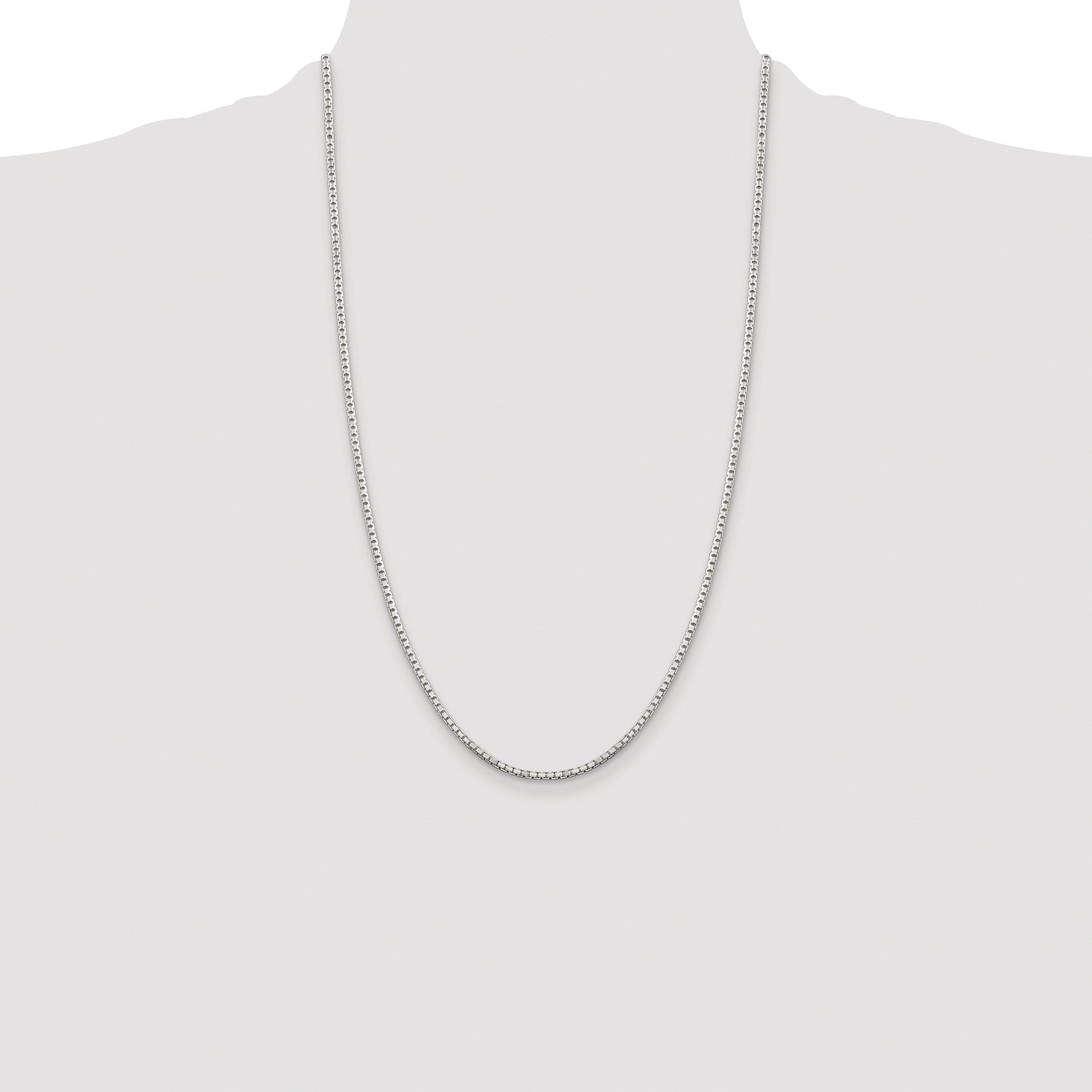 Sterling Silver Rhodium-plated 2mm 8 Sided Diamond-cut Box Chain