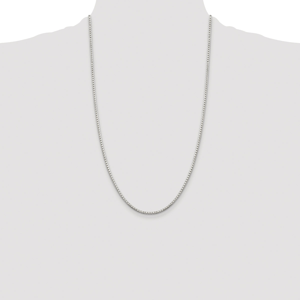 Sterling Silver Rhodium-plated 2mm 8 Sided Box Chain