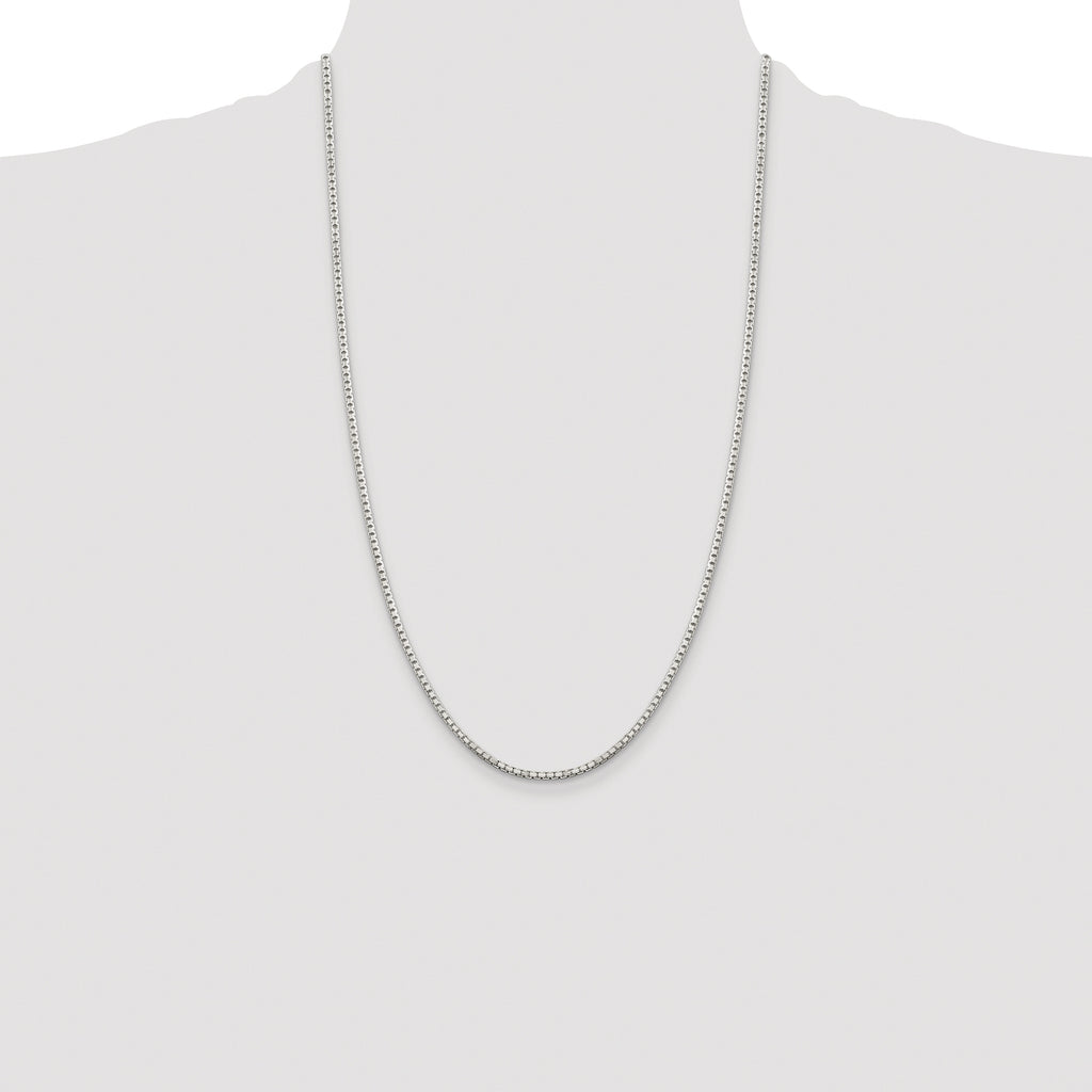 Sterling Silver Rhodium-plated 2mm 8 Sided Box Chain